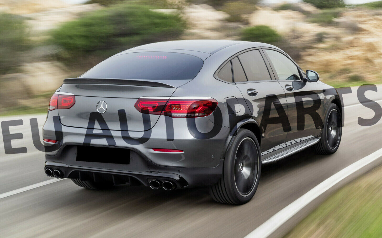 REAR DIFFUSER & BLACK PIPES FOR MERCEDES GLC C253 COUPE AMG GLC43 STYLE 2016+