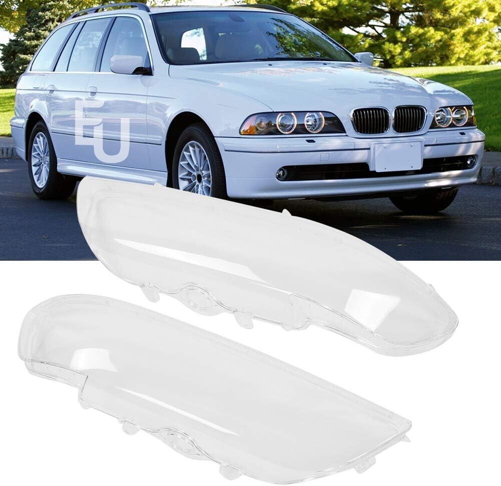 HEADLIGHT LENSES LENS COVER PLASTIC PAIR FOR BMW 5-SERIES E39 1995-2004 UK STOCK