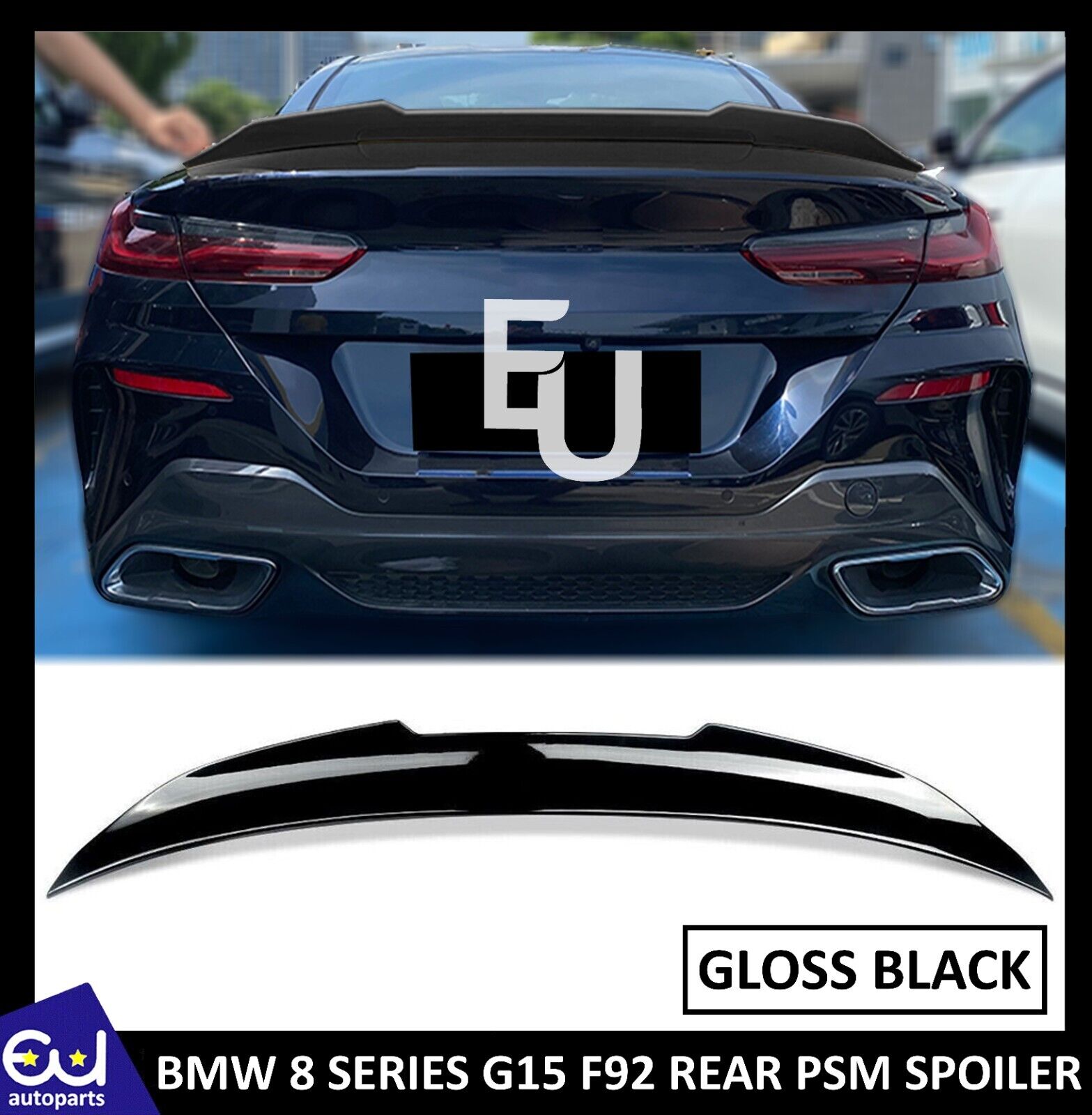 REAR BOOT TRUNK SPOILER LIP WING PSM FOR BMW 8 SERIES G15 F92 M8 18+ GLOSS BLACK