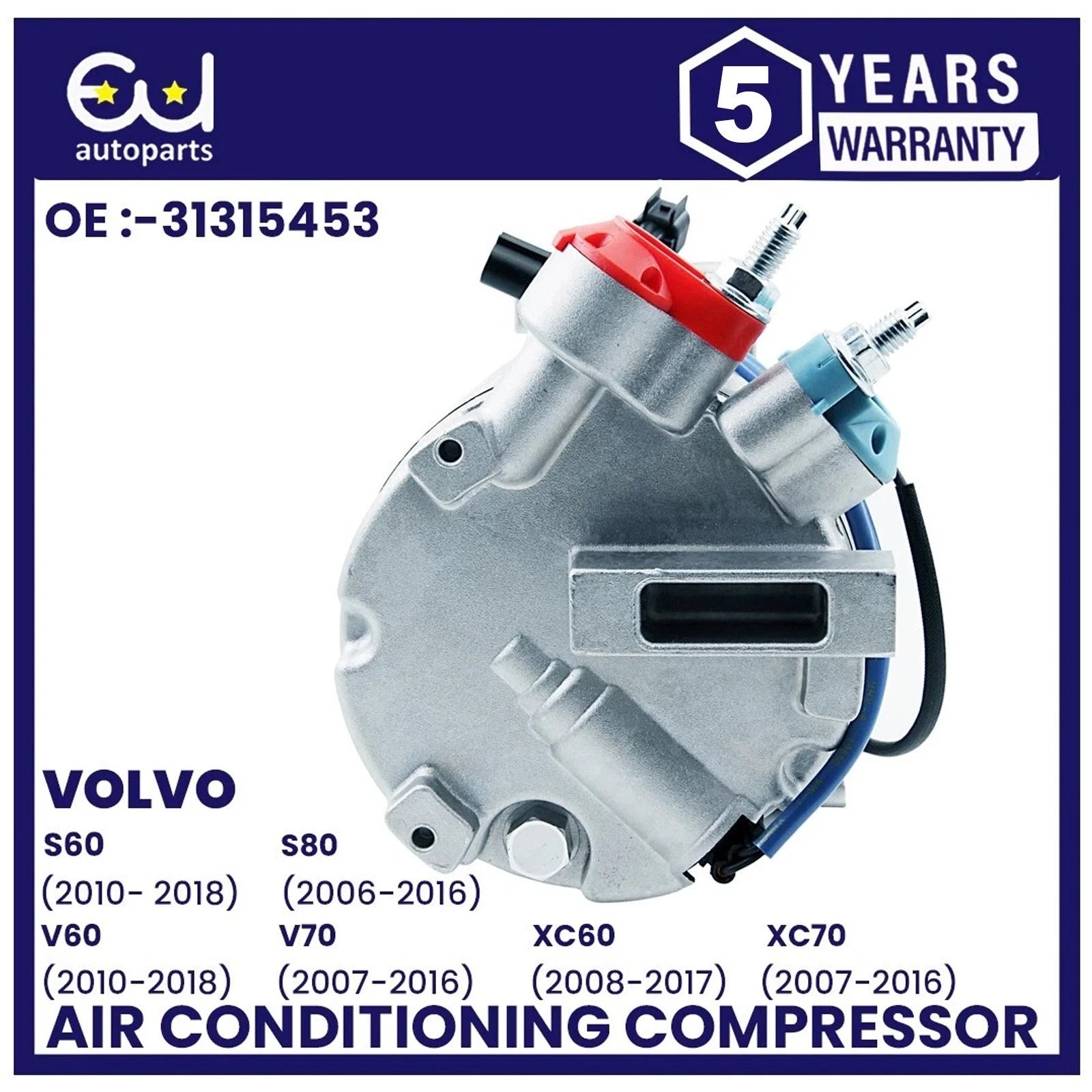 AIR CON AC COMPRESSOR PUMP FOR VOLVO S60 II V60 V70 XC60 XC70 2.0 2.5 31332386