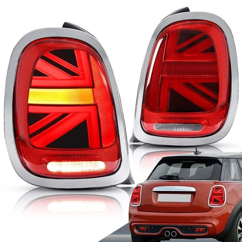 RED LED REAR LIGHTS FOR MINI COOPER F55 F56 F57 UNION JACK W/SEQUENTIAL 14-23
