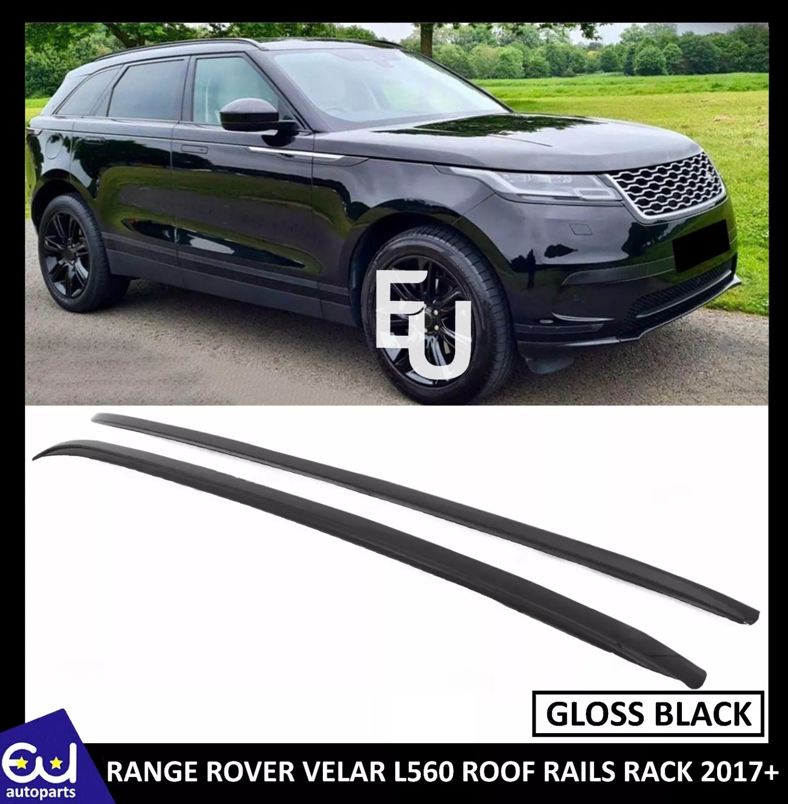 BLACK ALUMINIUM ROOF RAILS BARS LUGGAGE RACK FOR RANGE ROVER VELAR L560 2017+