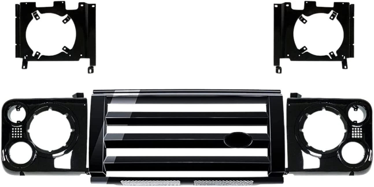 FOR LAND ROVER DEFENDER FRONT SVX STYLE GRILLE & HEADLAMP SURROUND LIGHTS