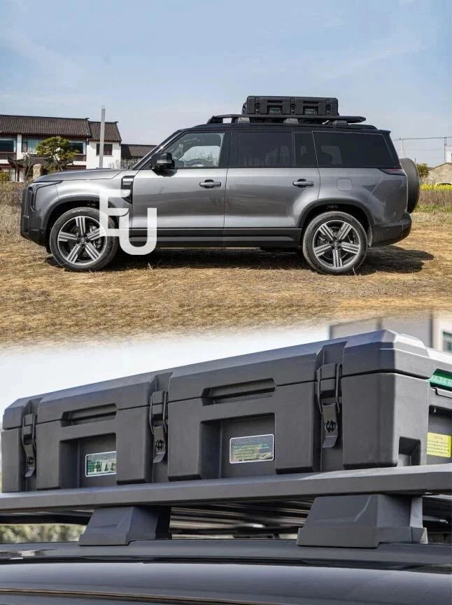 90L UNIVERSAL CARGO TOOL STORAGE BOX WITH BRAKETS STEEL PLATE ROOF RACK 127 CM