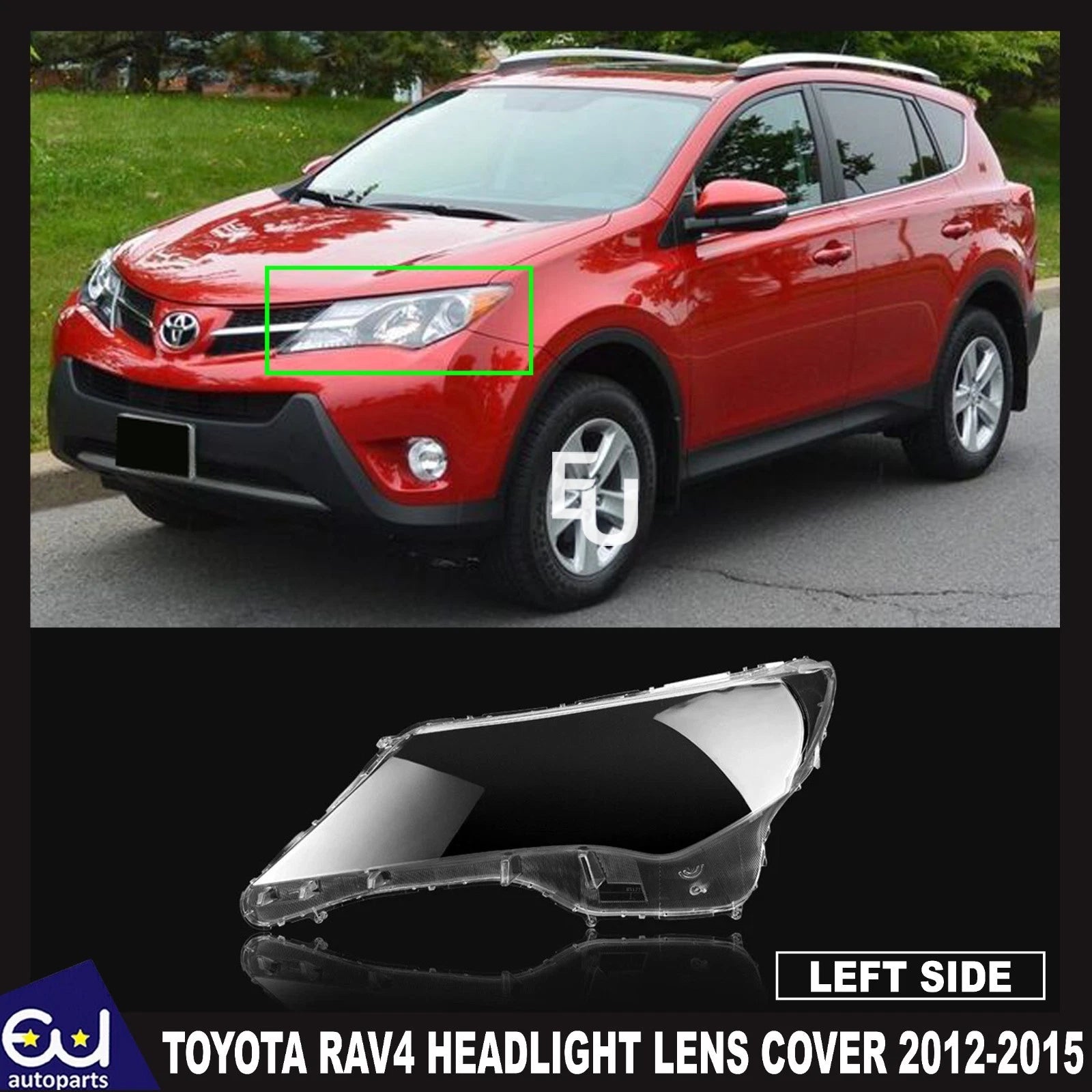 FOR TOYOTA RAV4 LEFT PASSENGER CLEAR HEADLIGHT LENS SHELL LAMPSHADE 2012-2015