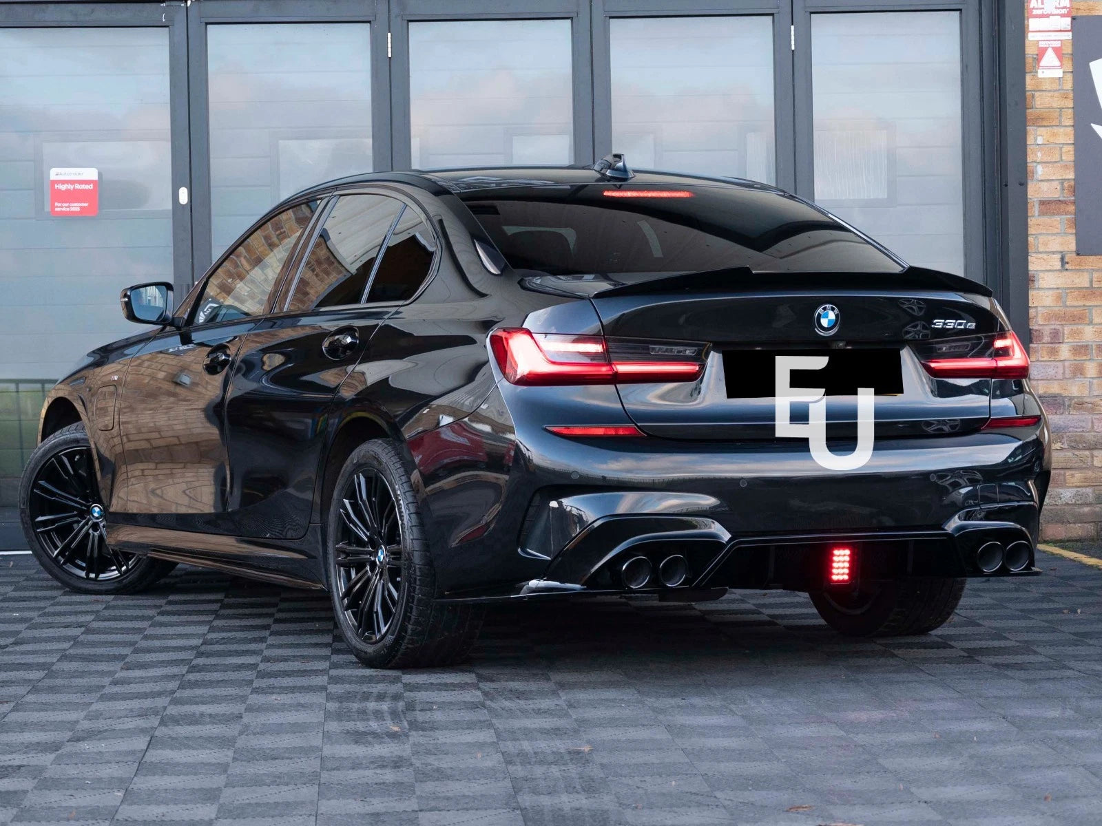 FOR BMW 3 SERIES G20 G21 M SPORT GLOSS BLACK REAR DIFFUSER WITH LIGHT 2018-2021