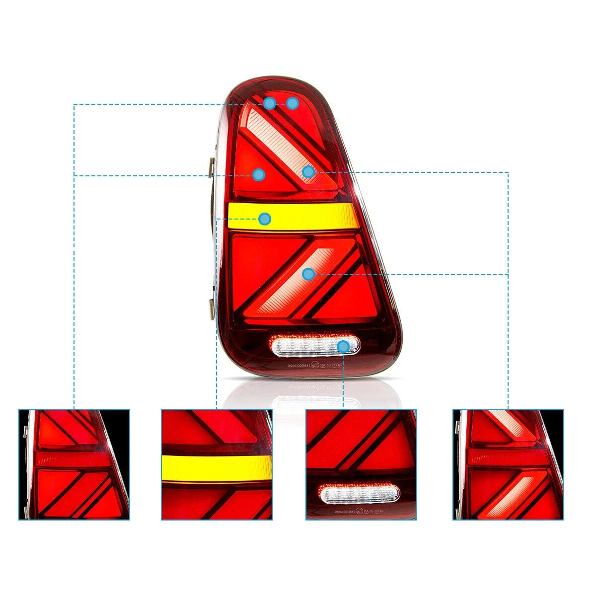 LED REAR LIGHTS RED FOR MINI COOPER R50 R52 R53 2001-2006 TAIL LAMPS W/ANIMATION