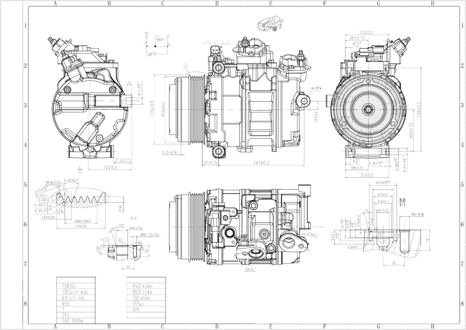AIR CON AC COMPRESSOR FOR FORD FOCUS MK3 C-MAX GALAXY MK2 MONDEO TRANSIT CONNECT
