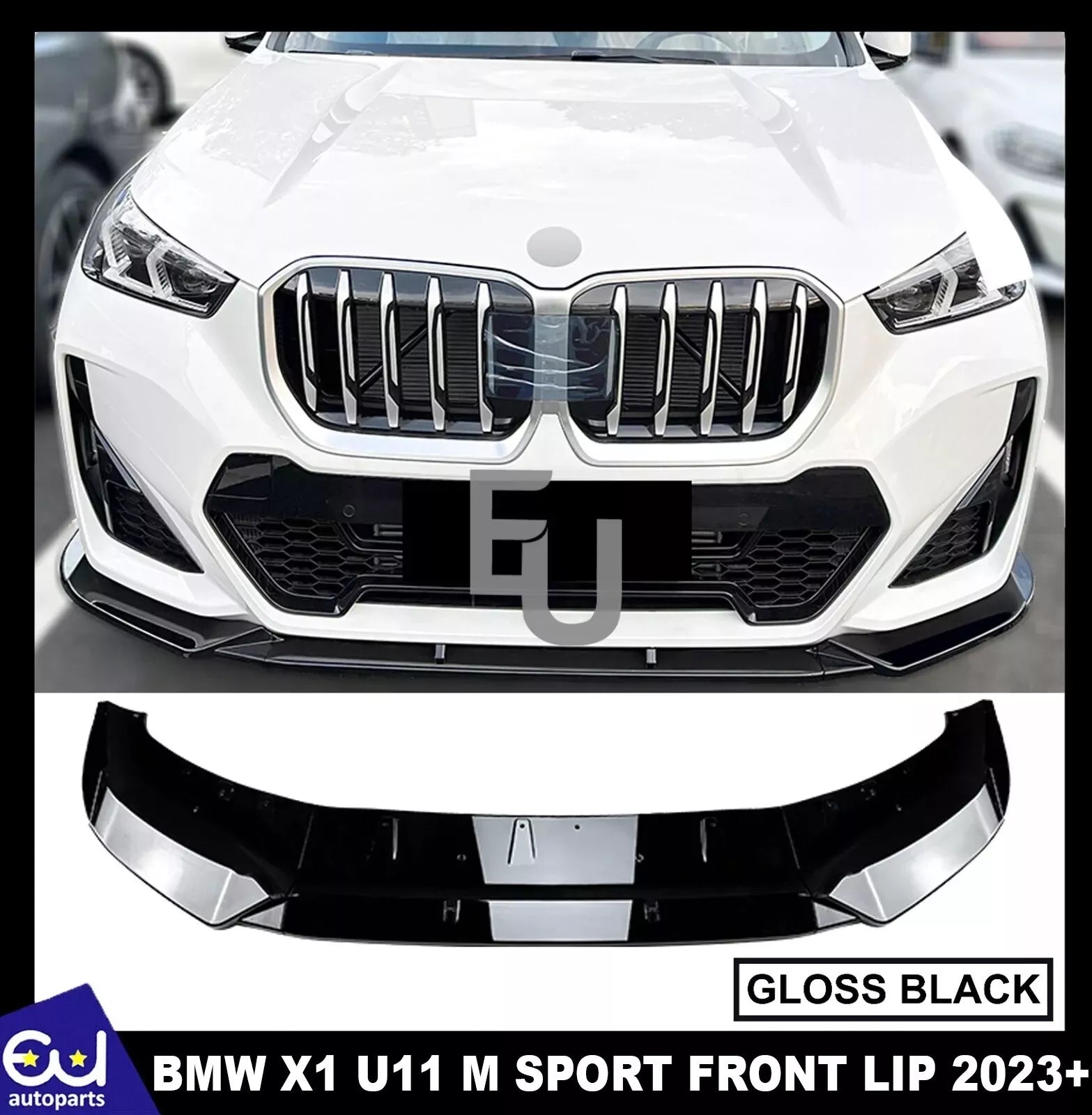 FOR BMW X1 U11 M SPORT FRONT BUMPER SPLITTER LIP SPOILER GLOSS BLACK 2023+