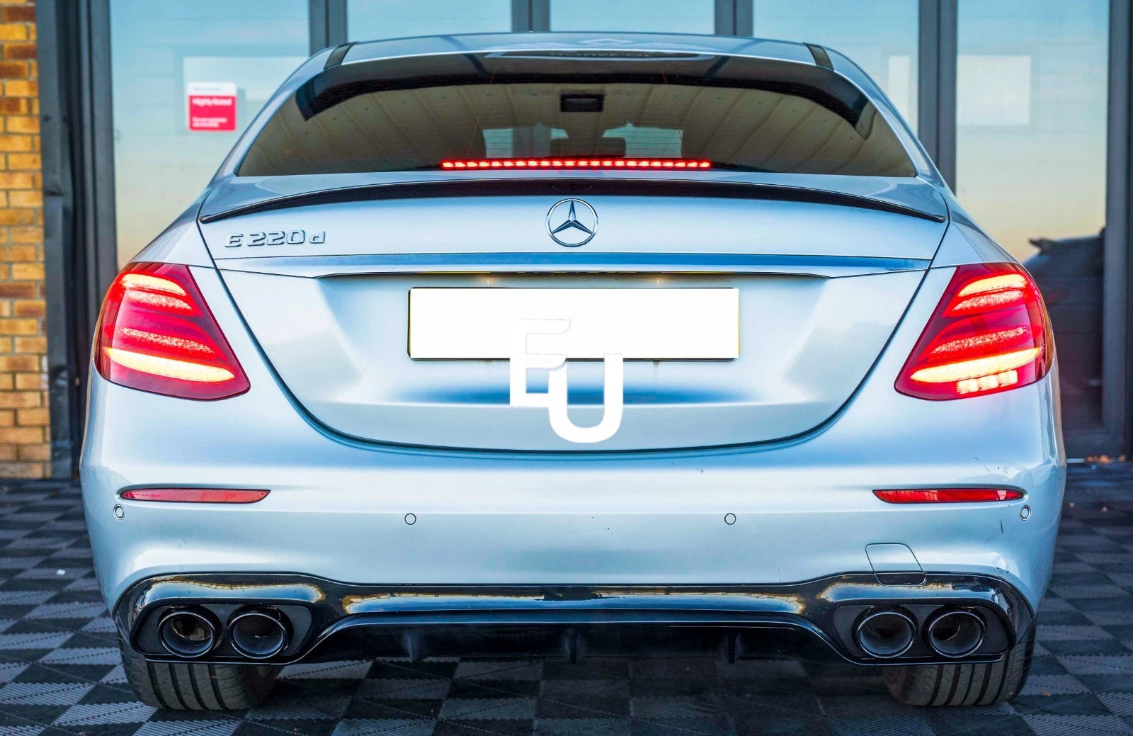 FOR MERCEDES E CLASS W213 E53 LOOK AMG REAR BUMPER DIFFUSER W/ TAILPIPES BLACK