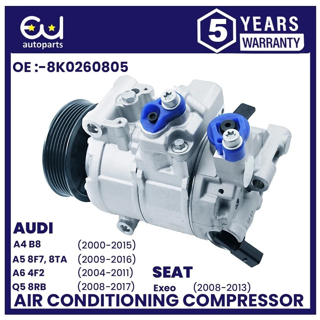AIR CON AC COMPRESSOR FOR AUDI A4 A4 ALLROAD B8 A5 A6 Q5 08-16 1.8 2.0 8K0260805