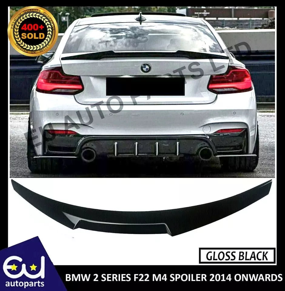 FOR BMW 2 SERIES F22 COUPE F87 M4 STYLE GLOSS BLACK REAR BOOT TRUNK LIP SPOILER