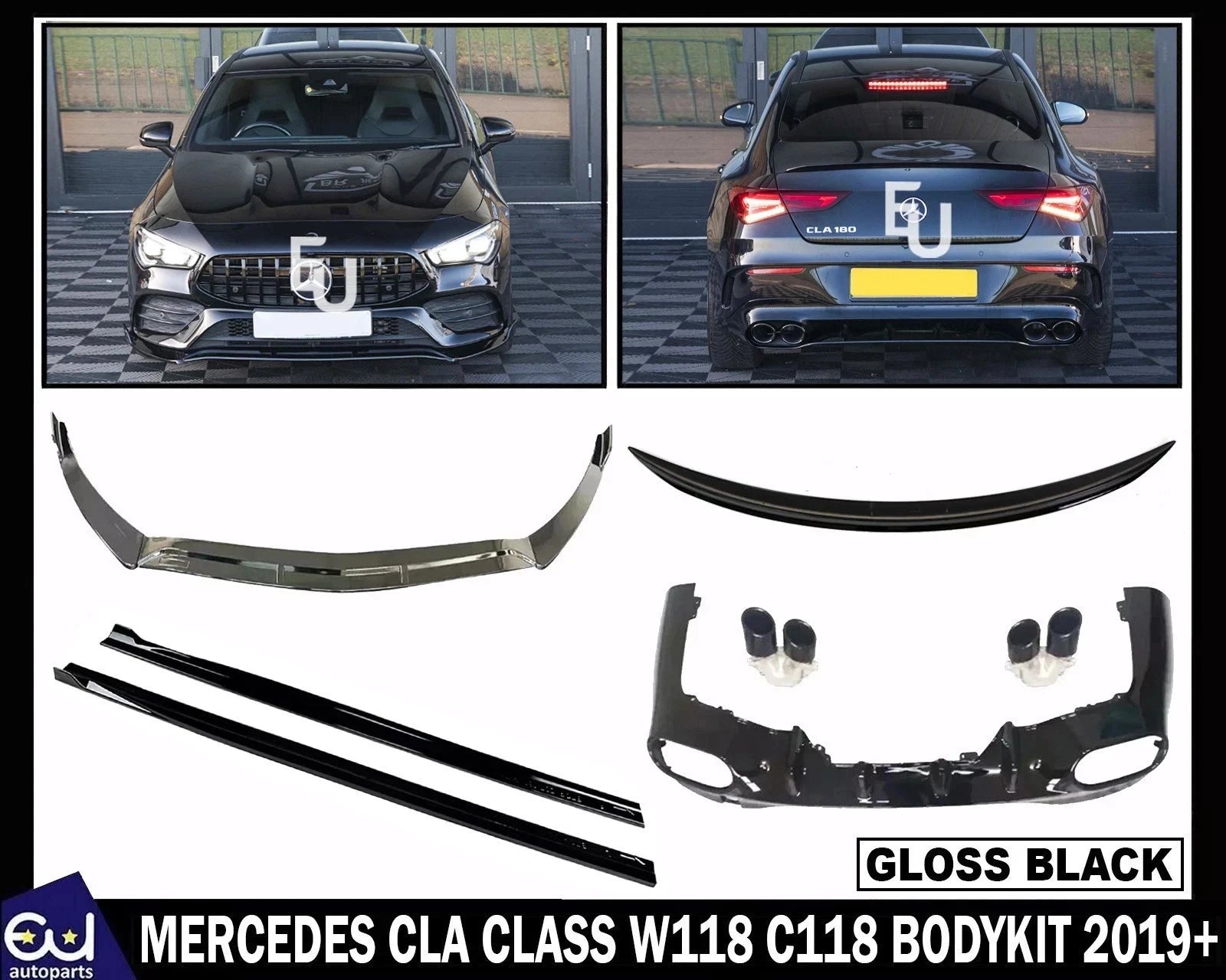 FOR MERCEDES CLA W118 C118 BODYKIT BODY KIT FRONT LIP SPLITTER REAR DIFFUSER 19+