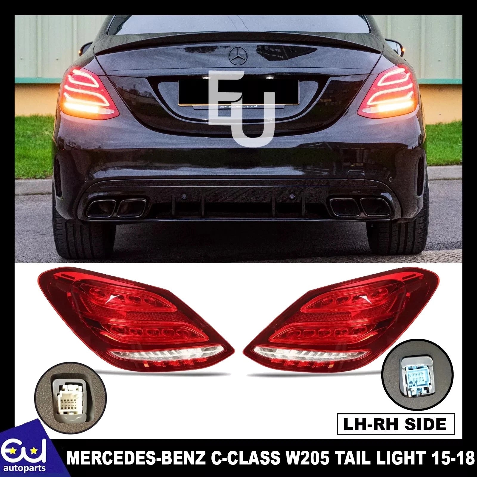 LEFT+RIGHT LED REAR TAIL LIGHT ASSEMBLY FOR MERCEDES-BENZ C-CLASS W205 2015-2018