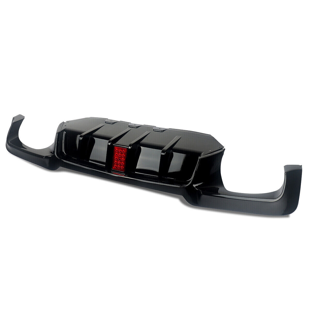 FOR BMW F10 F11 5 SERIES REAR DIFFUSER BUMPER VALANCE WITH LED M-SPORT GLOSS BLK