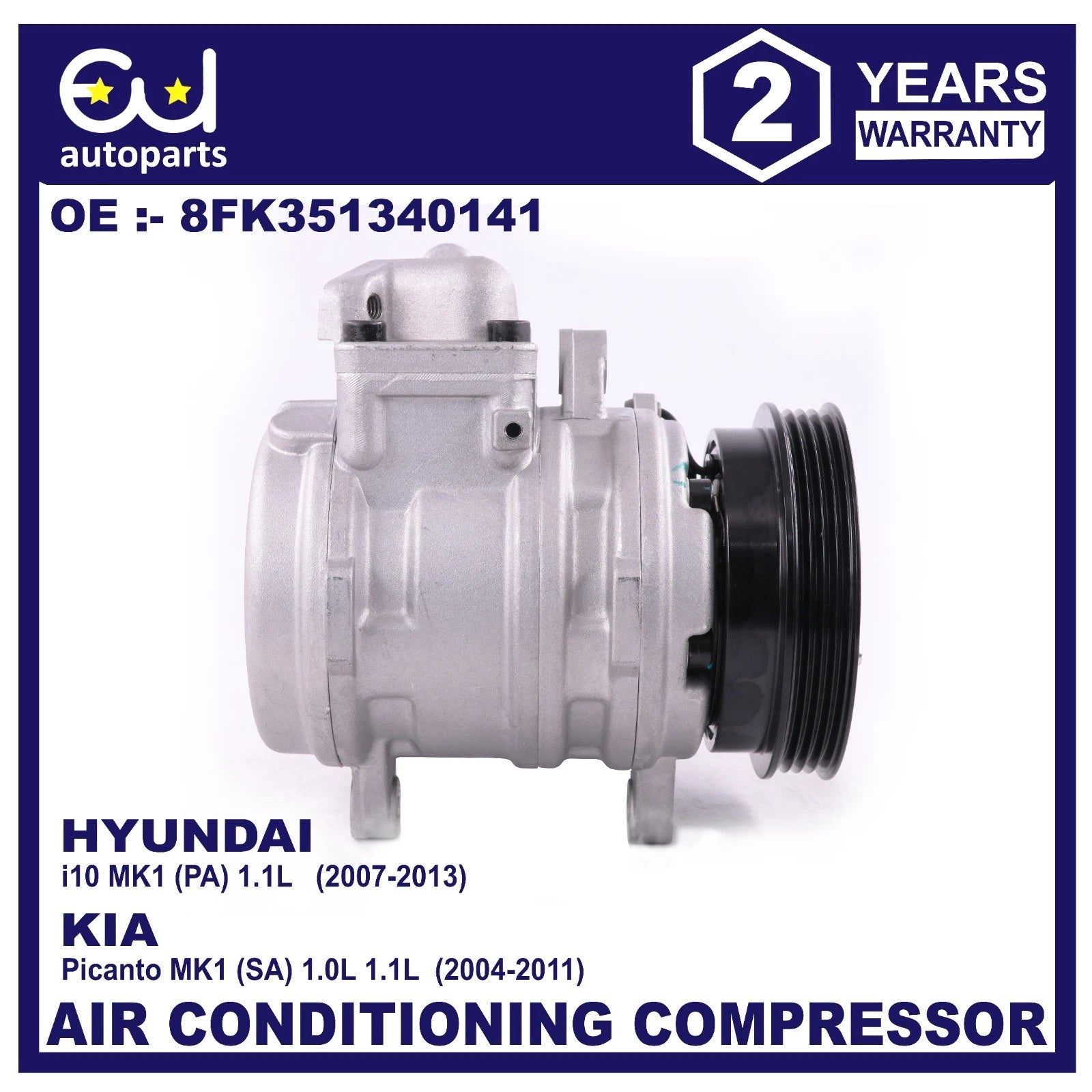 A/C AIR CONDITIONING COMPRESSOR FOR HYUNDAI I10 KIA PICANTO 1.0 1.1 977010X000