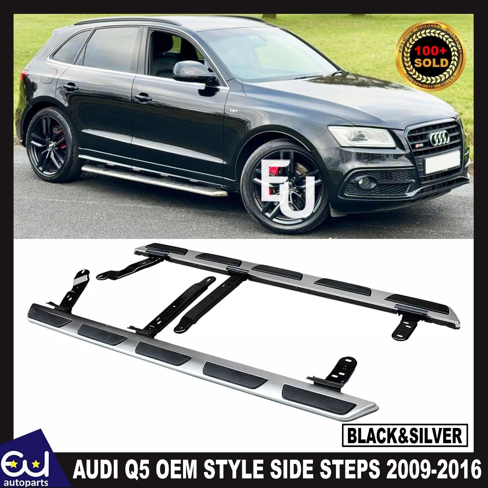 RUNNING BOARD SIDE STEPS  FOOT RAILS INTEGRATED FOR AUDI Q5 2009-2016 OEM STYLE