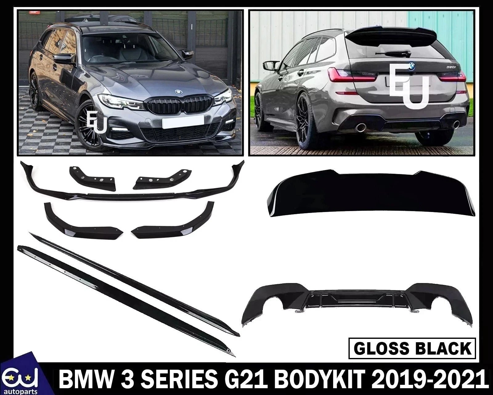 FOR BMW 3 SERIES G21 ESTATE BODYKIT BODY KIT FRONT SPLITTER REAR DIFFUSER 19-21