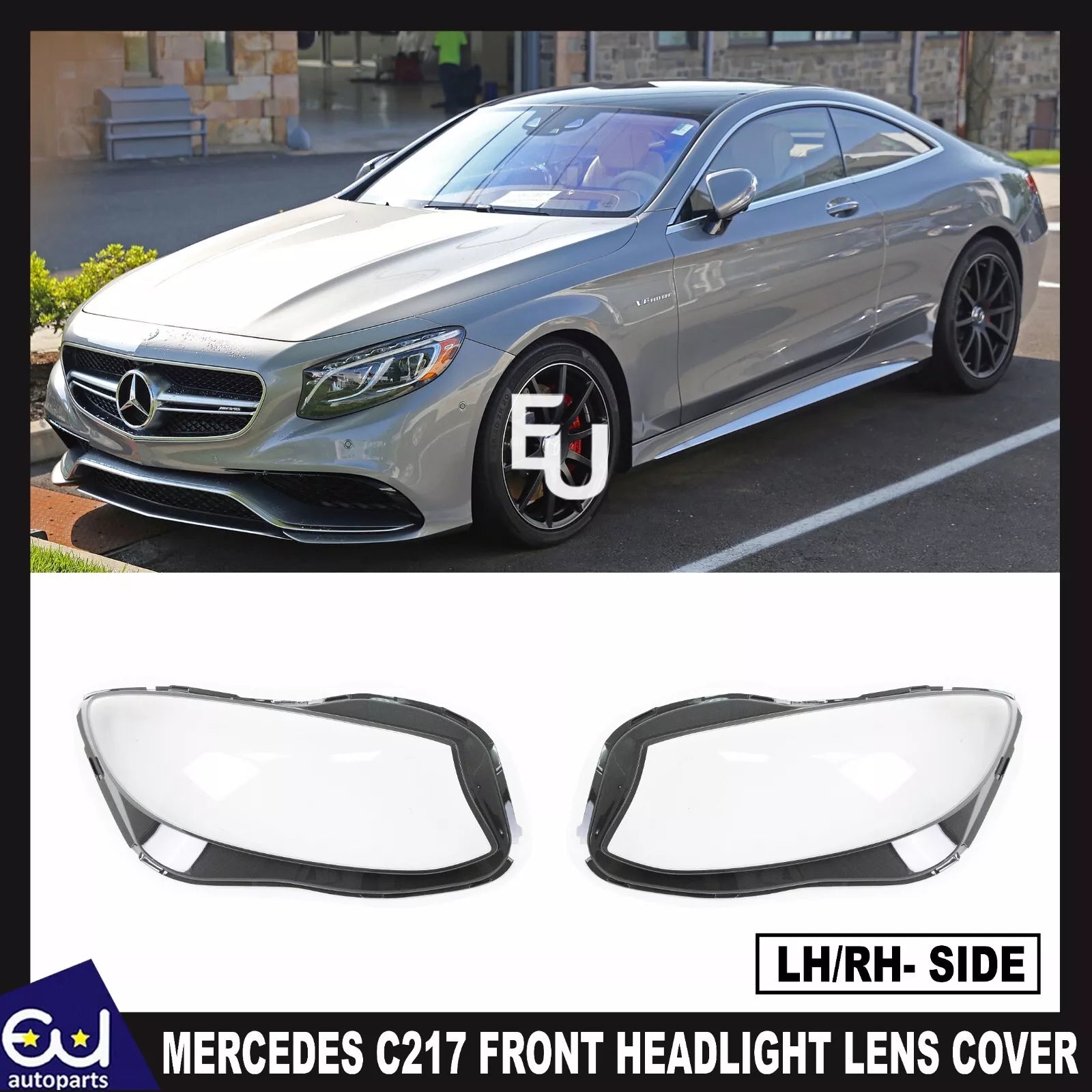 FOR MERCEDES C217 COUPE 2015-2021 PAIR RIGHT LEFT FRONT HEADLIGHT LENS COVER
