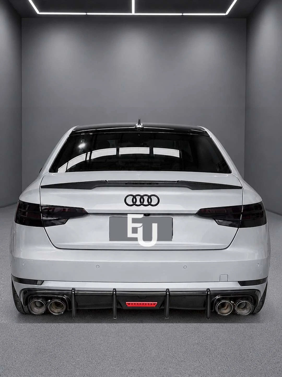 FOR AUDI A4 SALOON B9 S-LINE S4 GLOSS BLACK REAR DIFFUSER W/LED BODY KIT 2015-19