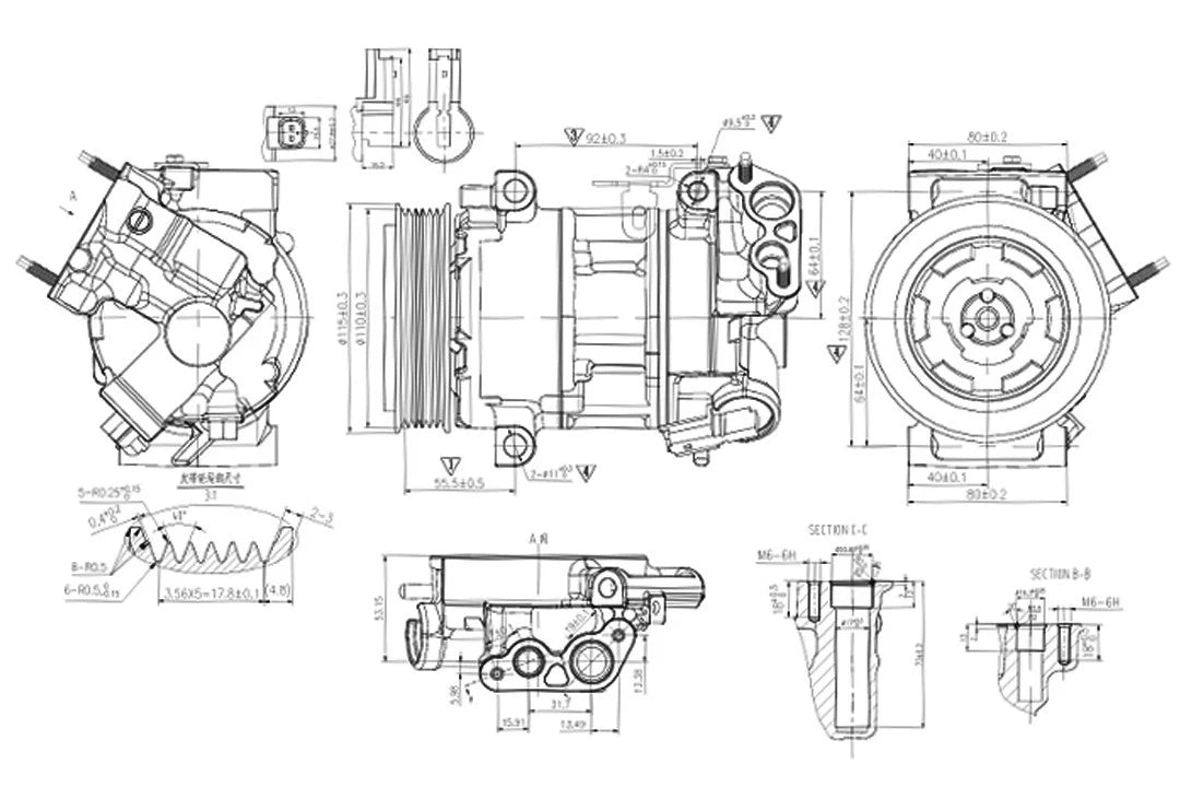 AIR CON A/C COMPRESSOR FOR CITROEN BERLINGO C3 AIRCROSS C4 GRAND PICASSO DS3 DS5