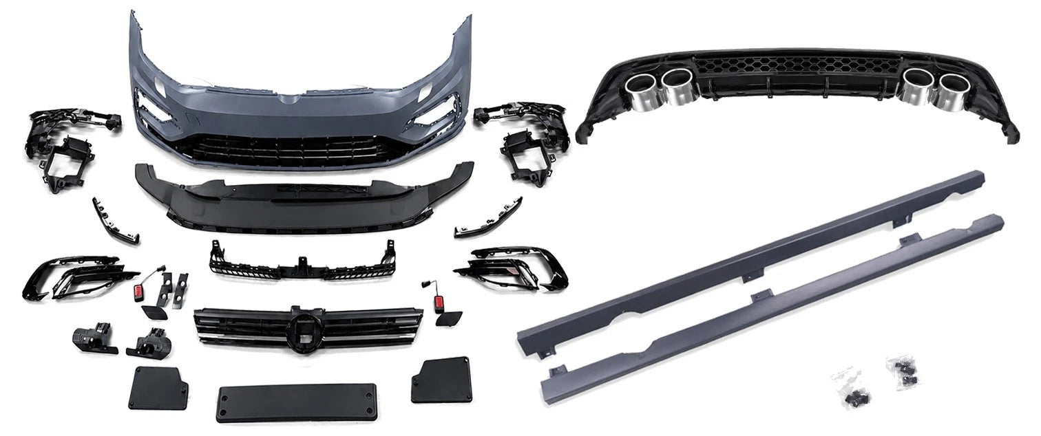FOR VW GOLF MK7.5 2017-2020 R CONVERSION FRONT REAR BUMPER BODYKIT SIDE SKIRT