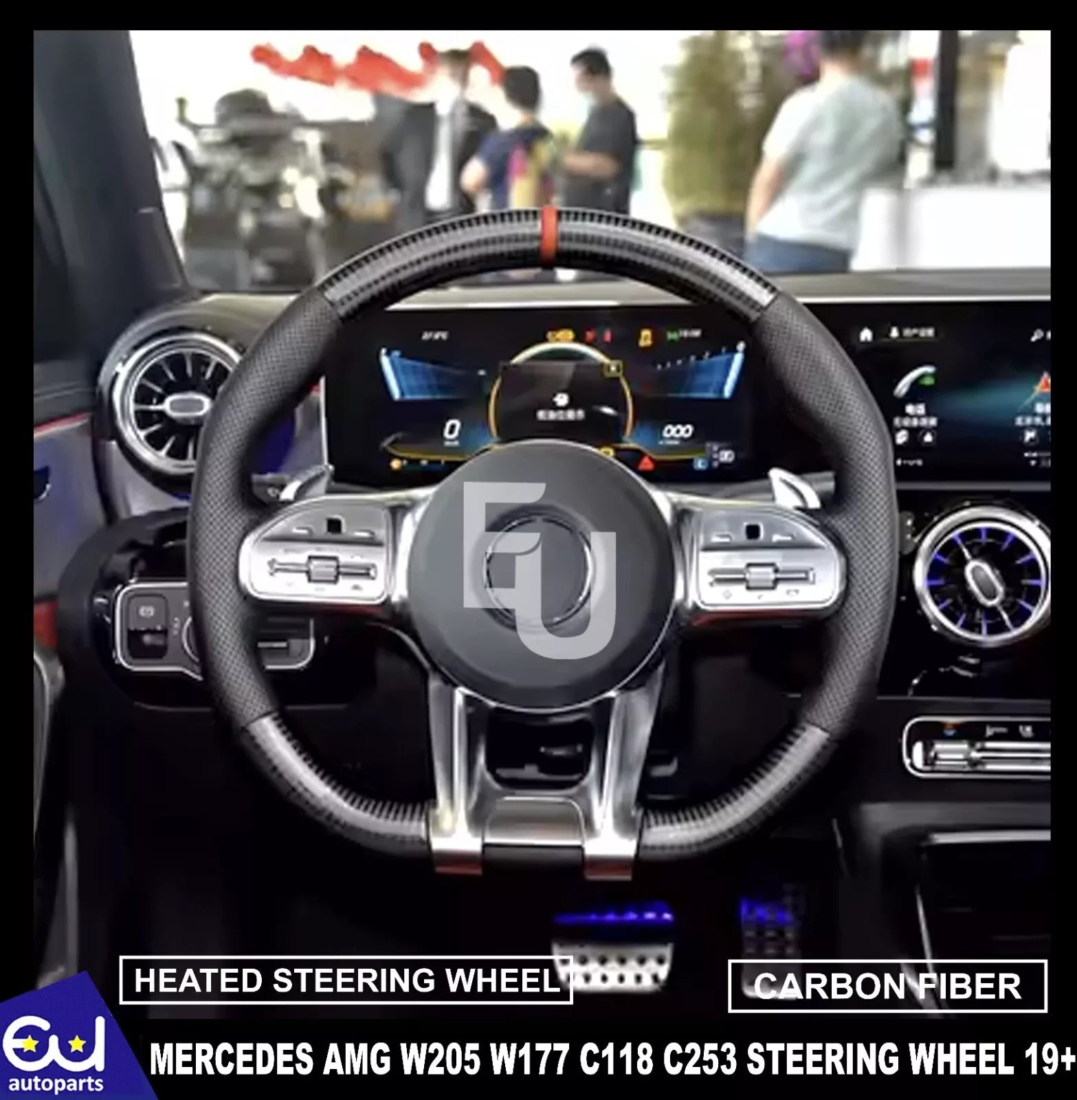 FOR MERCEDES AMG W205 W177 C118 C253 C63 CARBON FIBER HEATED STEERING WHEEL 19+