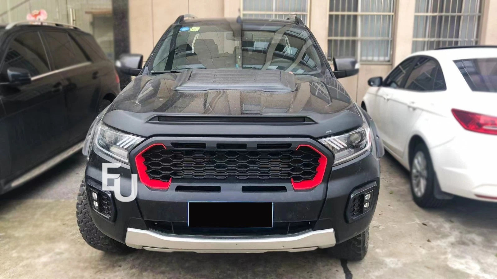 BLACK FRONT BUMPER BONNET GUARD PROTECTOR FOR FORD RANGER T7 T8 2015-2021