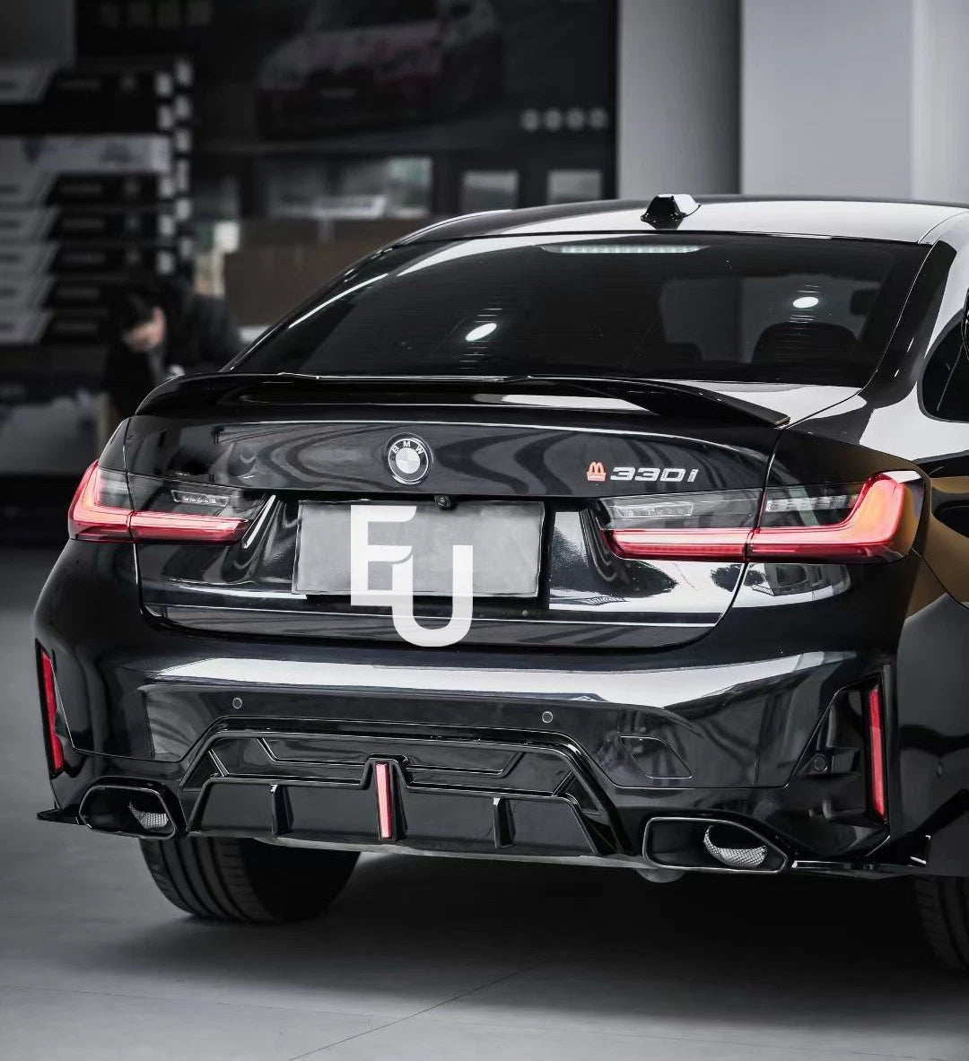 FOR BMW 3 SERIES G20 G21 LCI M SPORT GLOSS REAR DIFFUSER WITH LED TAILPIPE 2022+