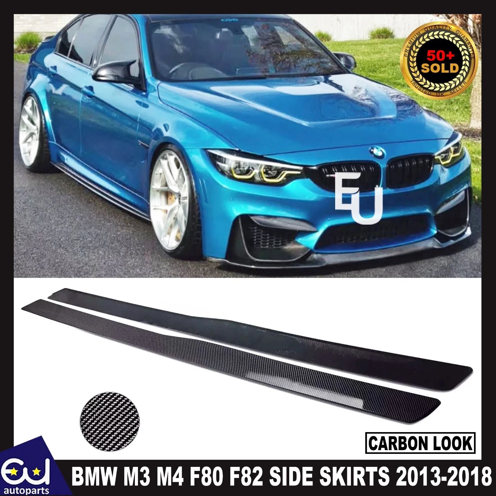For BMW F80 M3 & F82 M4 2015-2020 Carbon Look Side Skirts Extension Lip 2015-18 For BMW F80 M3 & F82 M4 2015-2020 Carbon Look Side Skirts Extension Lip 2015-18