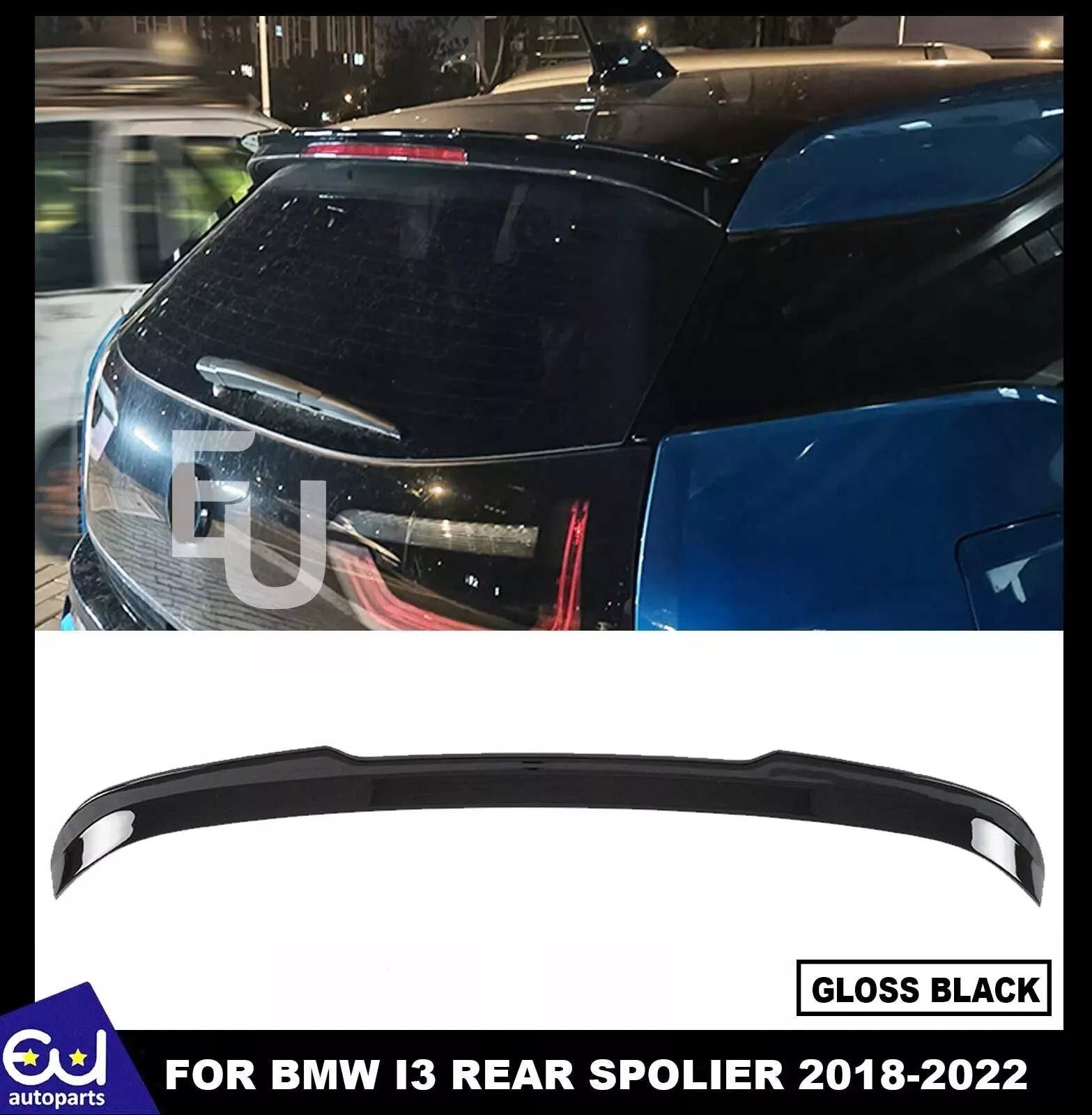 FOR BMW I3 SERIES I01 REAR ROOF WING LIP BOOT DIFFUSER SPOILER GLOSS BLACK 18-22