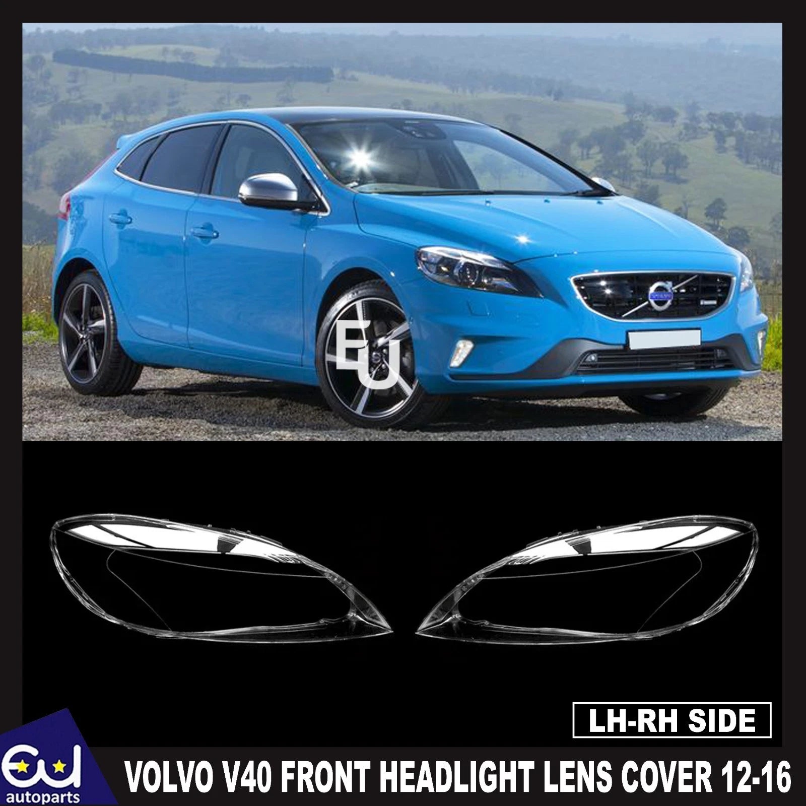Share FOR VOLVO V40 FRONT HEADLIGHT LAMP LENS COVER LEFT RIGHT SIDE PAIR R+L 2012-2016