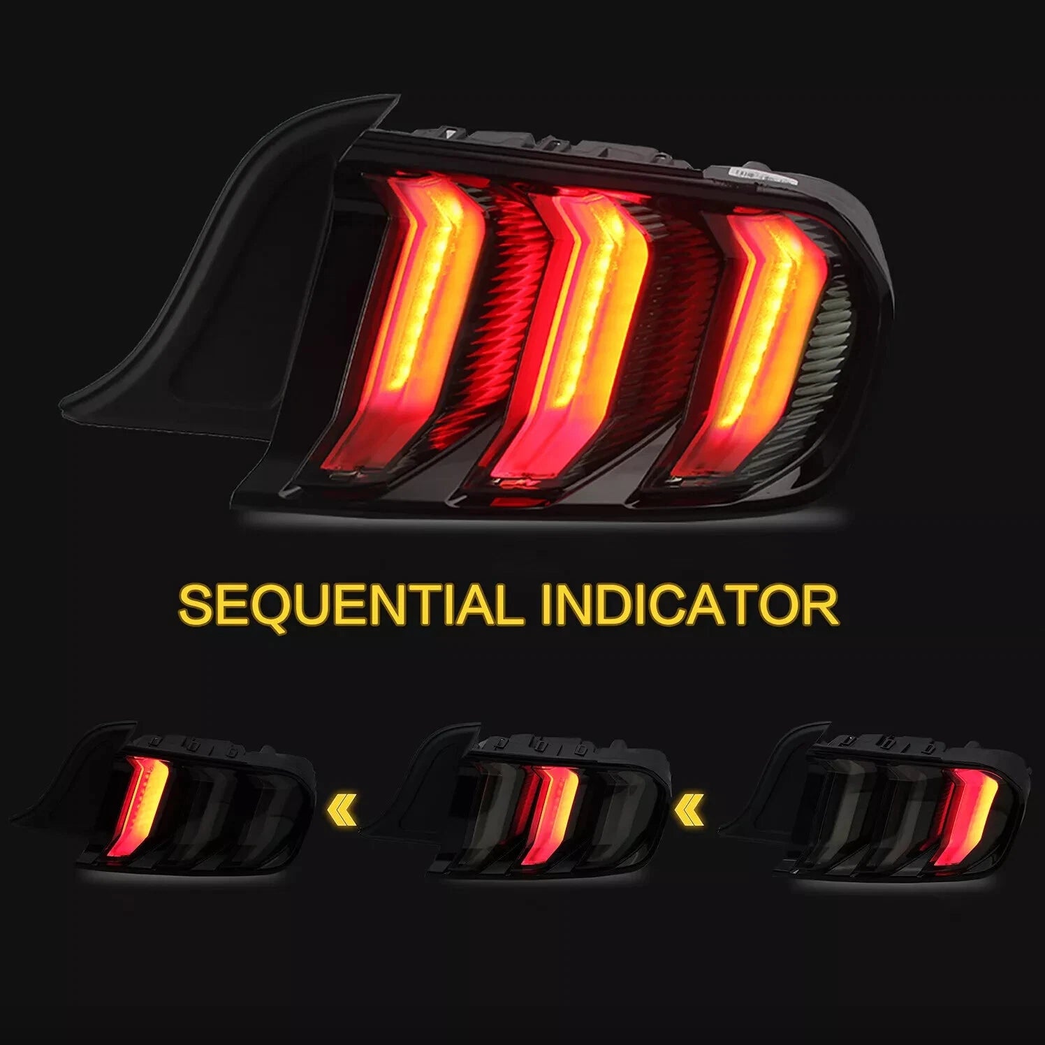 SMOKED LED REAR LIGHTS 5 MODES FOR FORD MUSTANG 2015-2023 W/SEQUENTIAL SIGNALS
