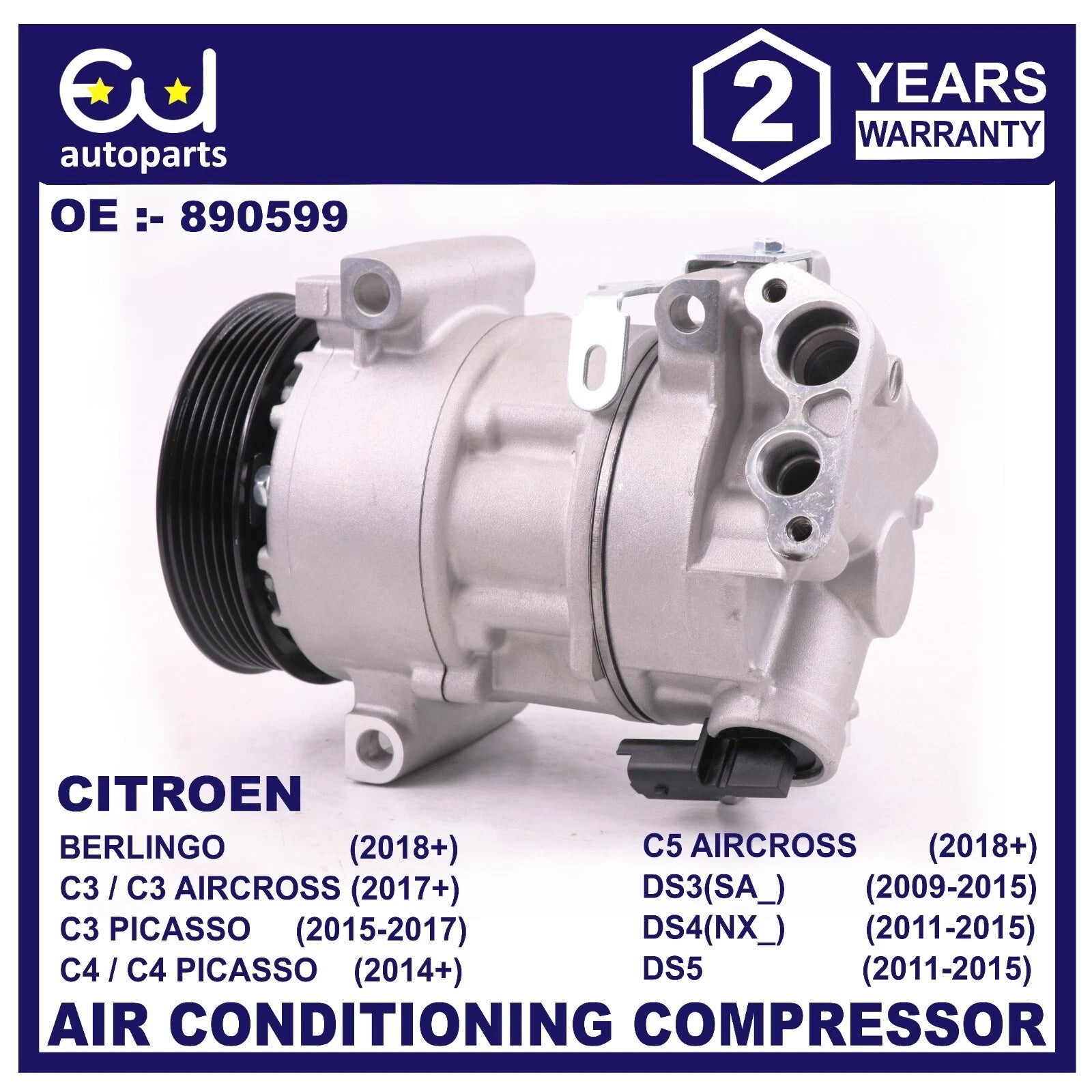 AIR CON A/C COMPRESSOR FOR CITROEN BERLINGO C3 AIRCROSS C4 GRAND PICASSO DS3 DS5