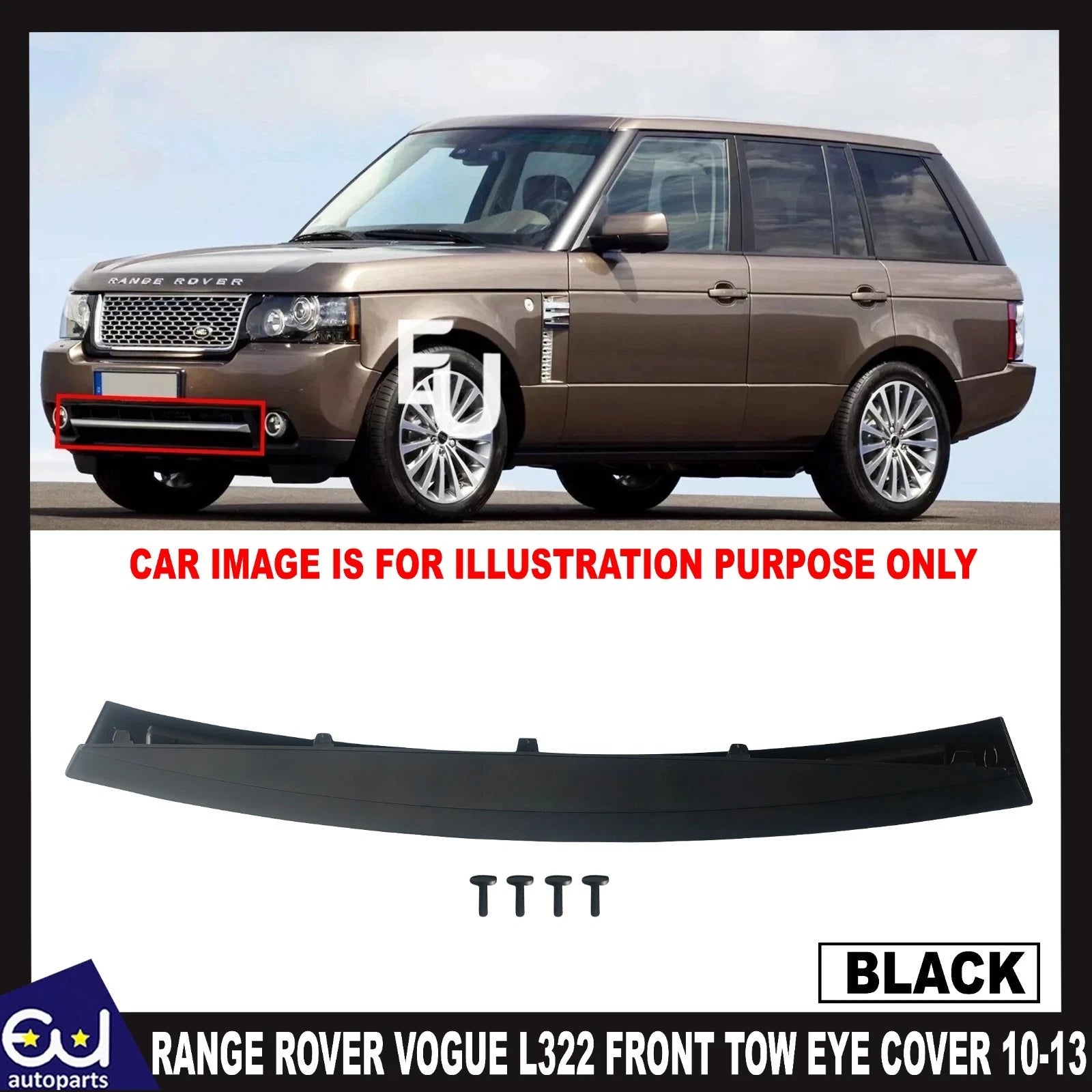 FOR RANGE ROVER VOGUE L322 2010-13 FRONT BUMPER TOW EYE COVER SPLITER LIP STRIP