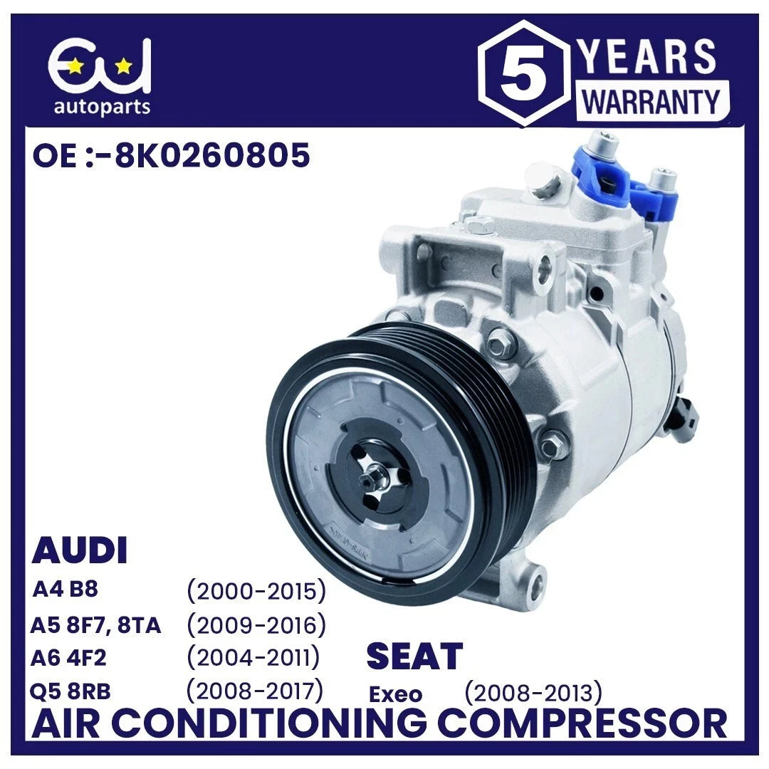 AIR CON AC COMPRESSOR FOR AUDI A4 A4 ALLROAD B8 A5 A6 Q5 08-16 1.8 2.0 8K0260805