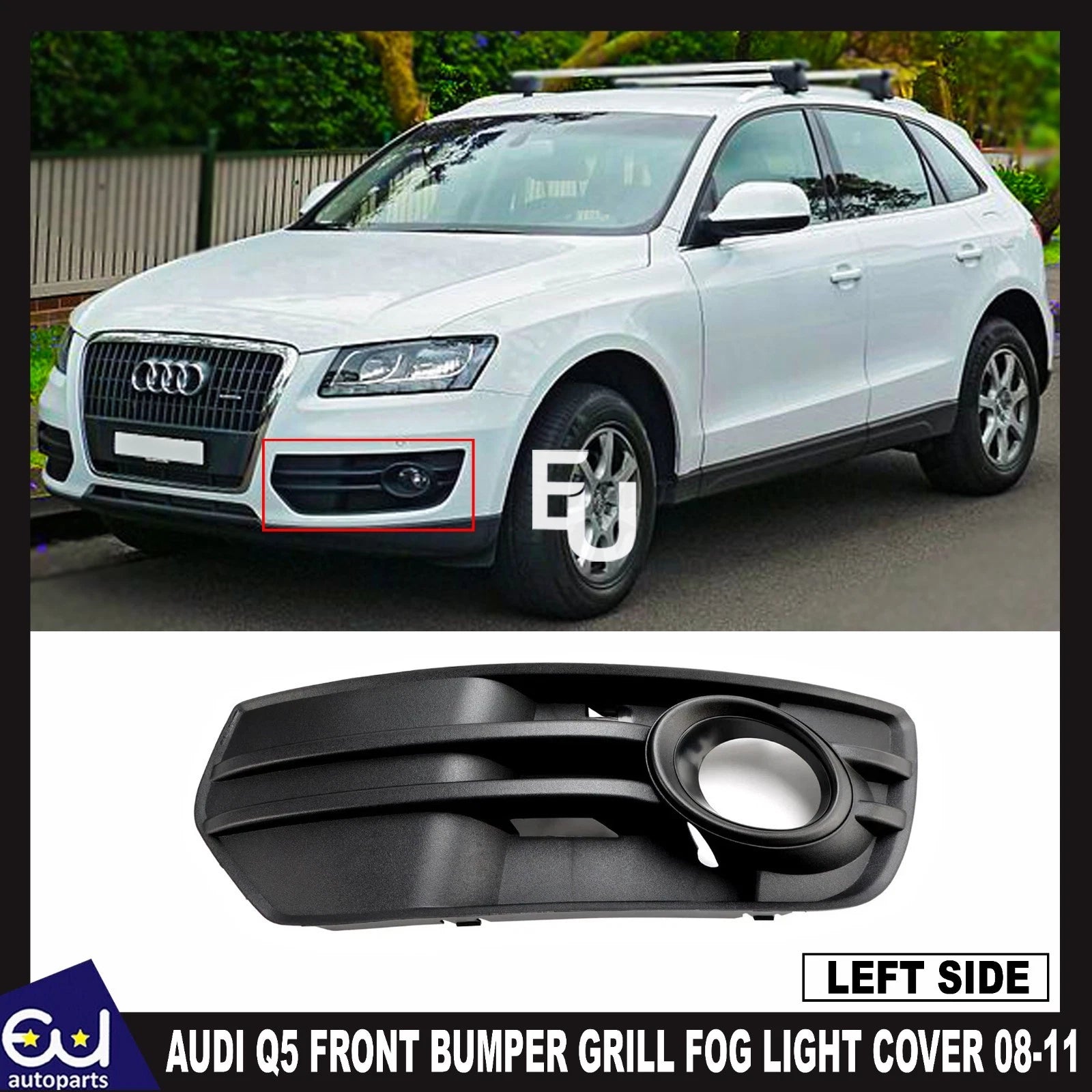 FRONT BUMPER GRILL FOG LIGHT LAMP COVERS TRIM FOR AUDI Q5 2008-2011 LEFT