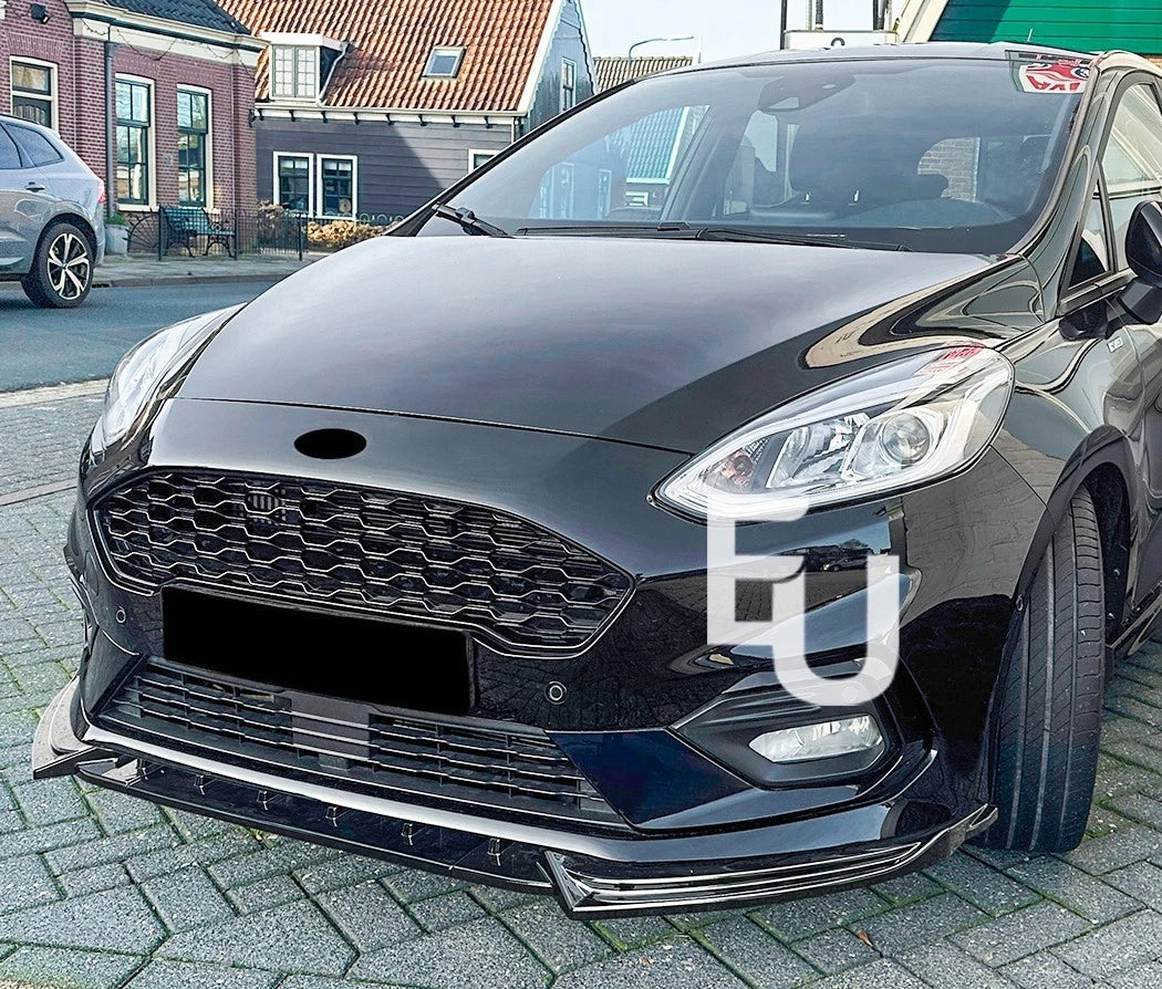 FOR FORD FIESTA ST LINE MK8 FRONT SPLITTER BUMPER  LIP AERO GLOSS BLACK 2018-21