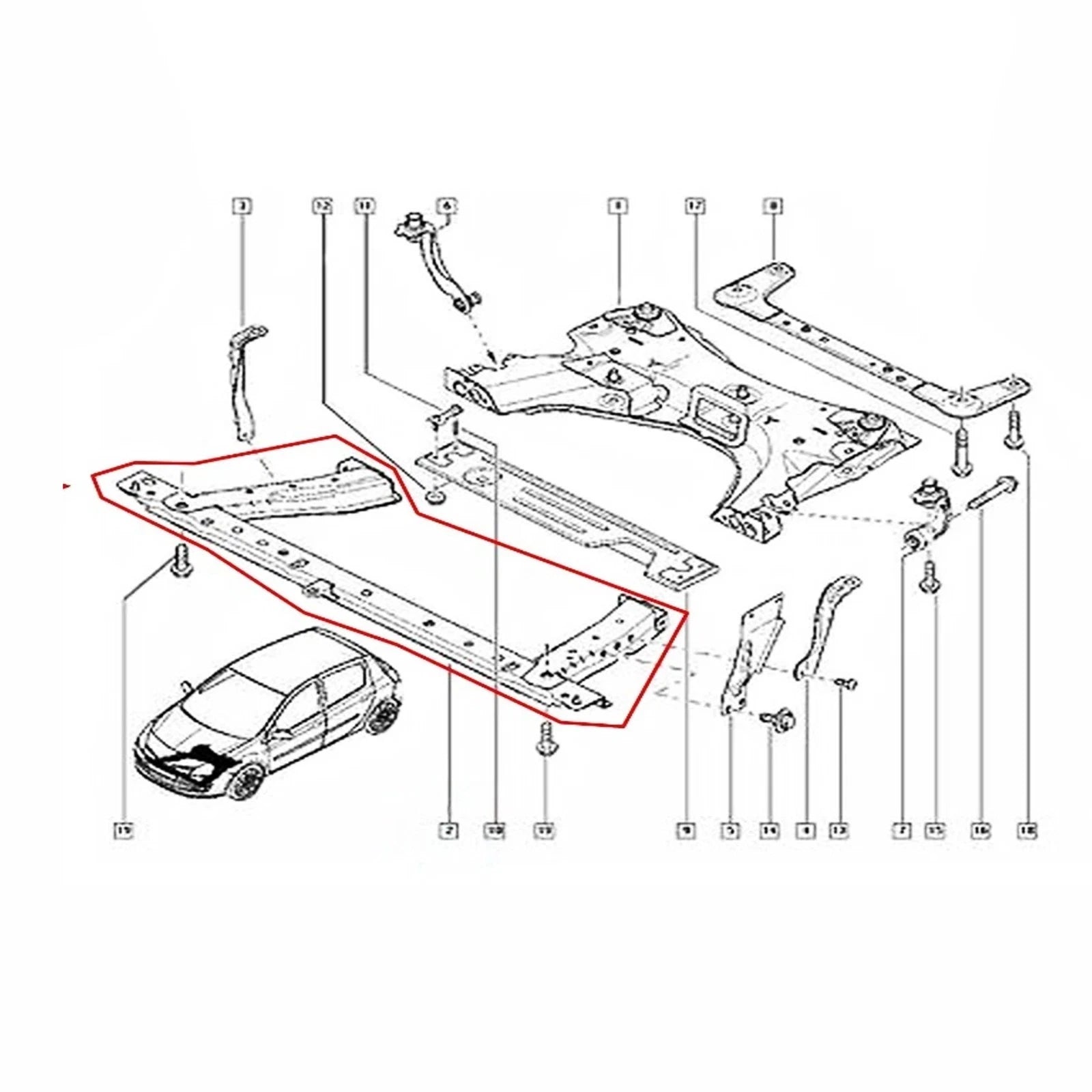 FRONT SUBFRAME RADIATOR SUPPORT ENGINE PANEL BAR FOR RENAULT CLIO MK3 GRAND MODUS 05-14