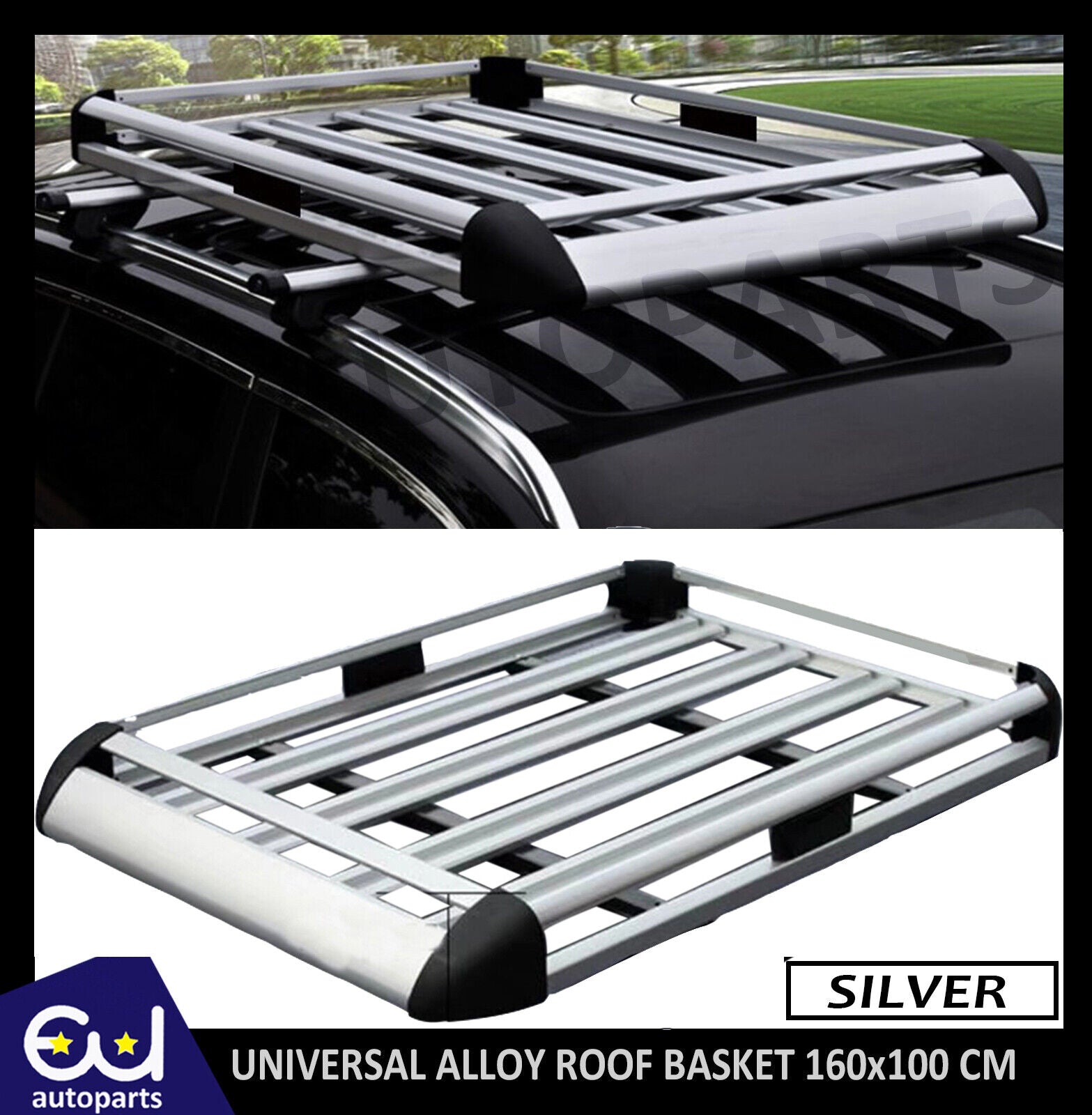 UNIVERSAL CAR ROOF RACK BASKET TRAY LUGGAGE CARGO CARRIER ALUMINIUM SILVER