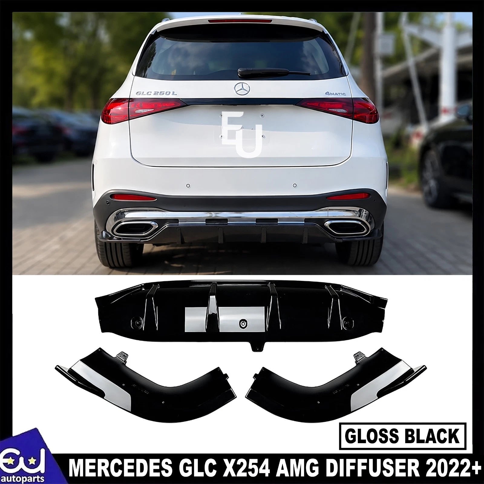 FOR MERCEDES GLC X254 AMG REAR BUMPER DIFFUSER SPLITTER LIP GLOSS BLACK 2022+