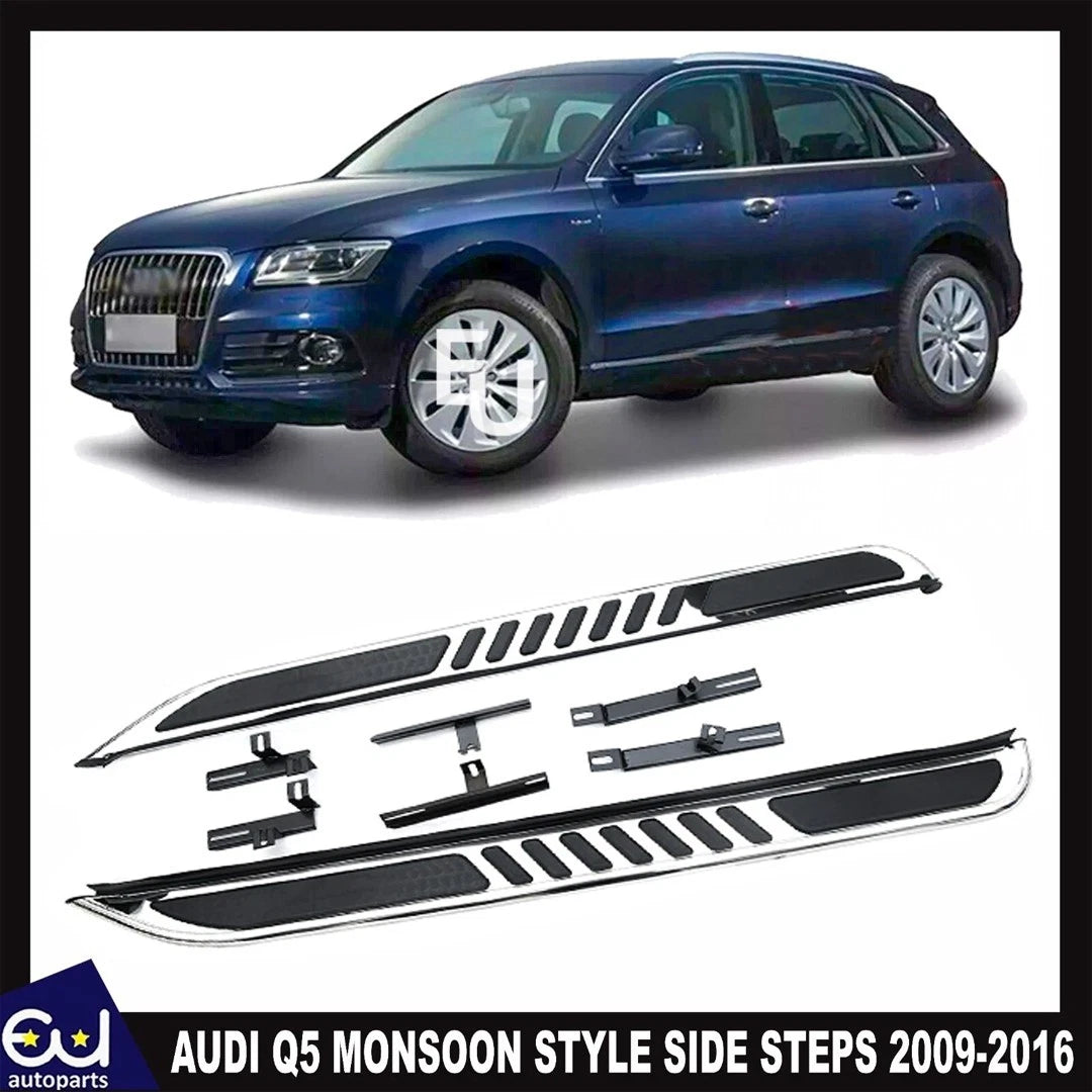 MONSOON STYLE SIDE STEPS RUNNING BOARD FOR AUDI Q5 2009-2016 NEW ALUMINIUM