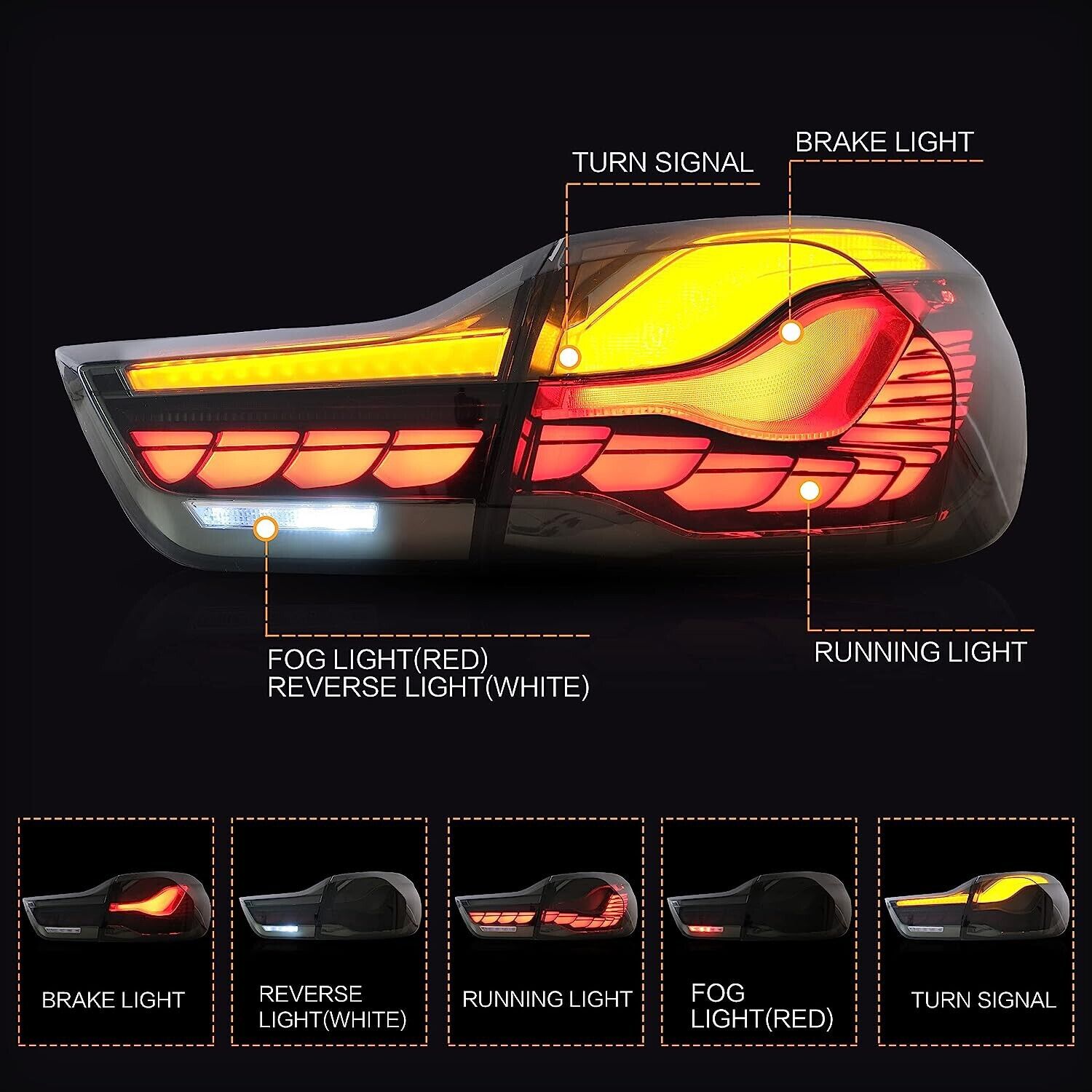 LED GTS TAIL LIGHT FOR BMW 4 SERIES M4 F32 F33 F82 F36 2014-2020 ANIMATION LAMPS