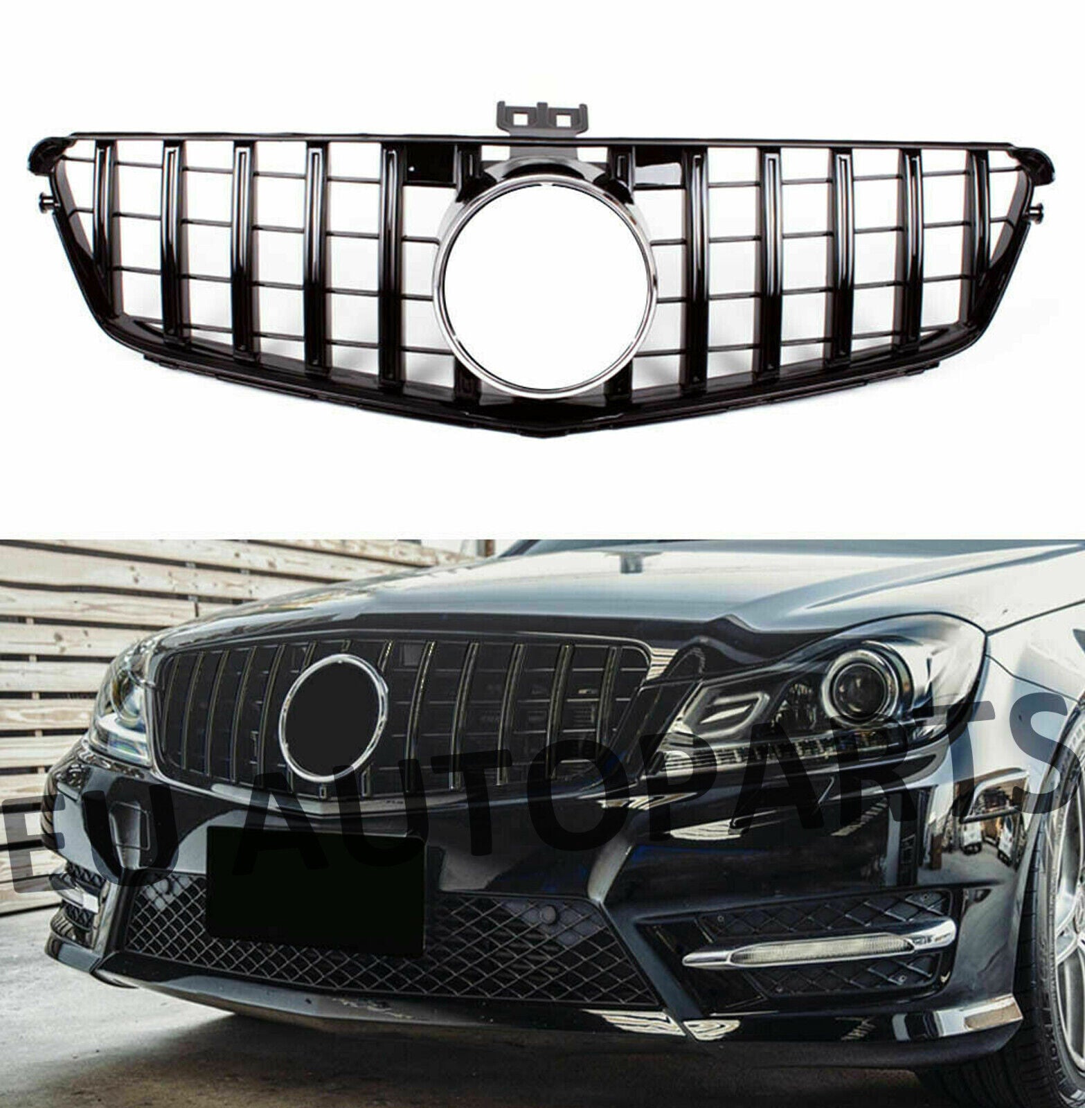 FOR MERCEDES C CLASS W204 07-14 FRONT GRILLE GRILL BLACK PANAMERICANA GT STYLE