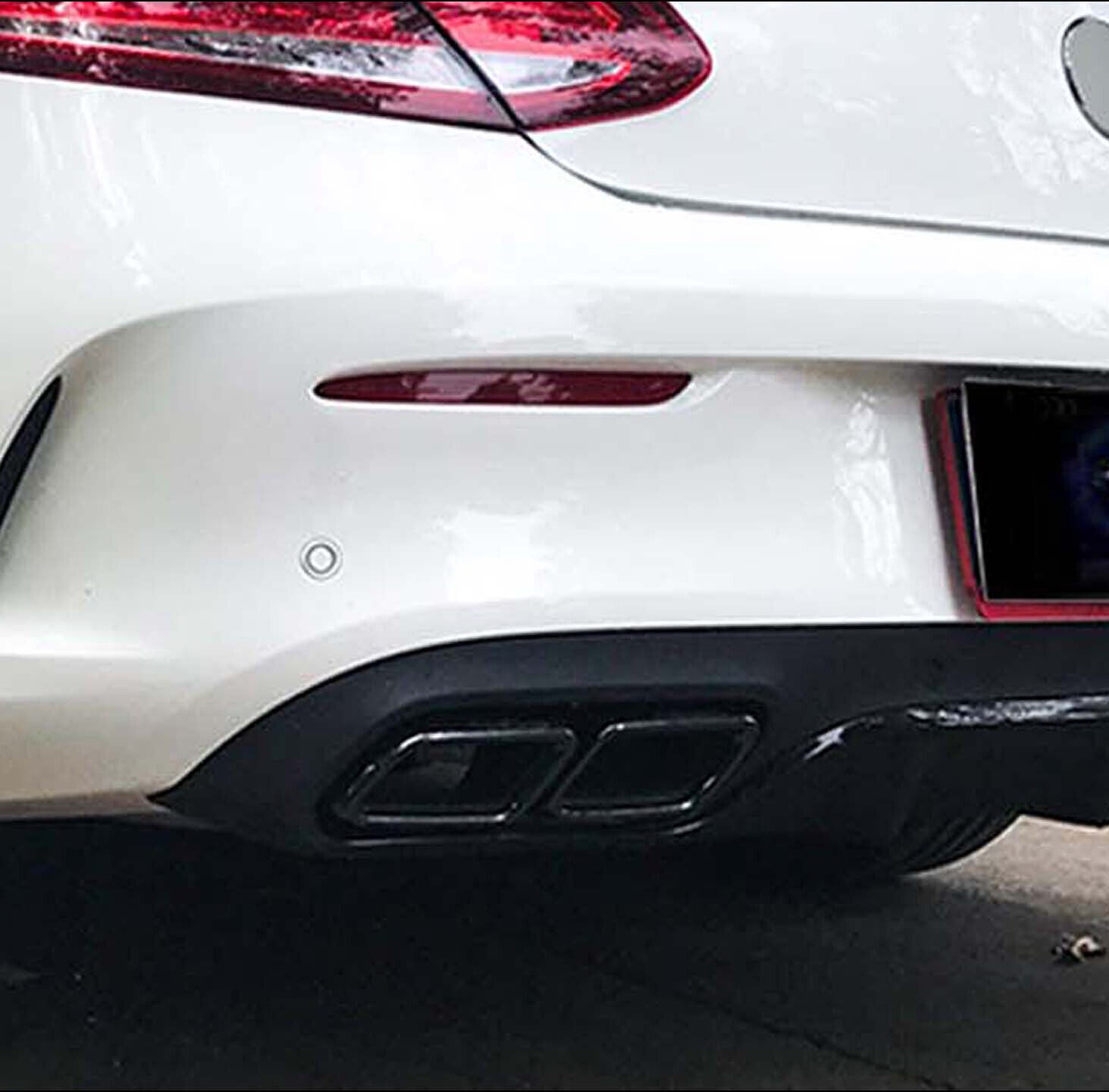 FOR MERCEDES C CLASS C205 COUPE AMG C63 LOOK REAR DIFFUSER WITH TAILPIPE BLACK