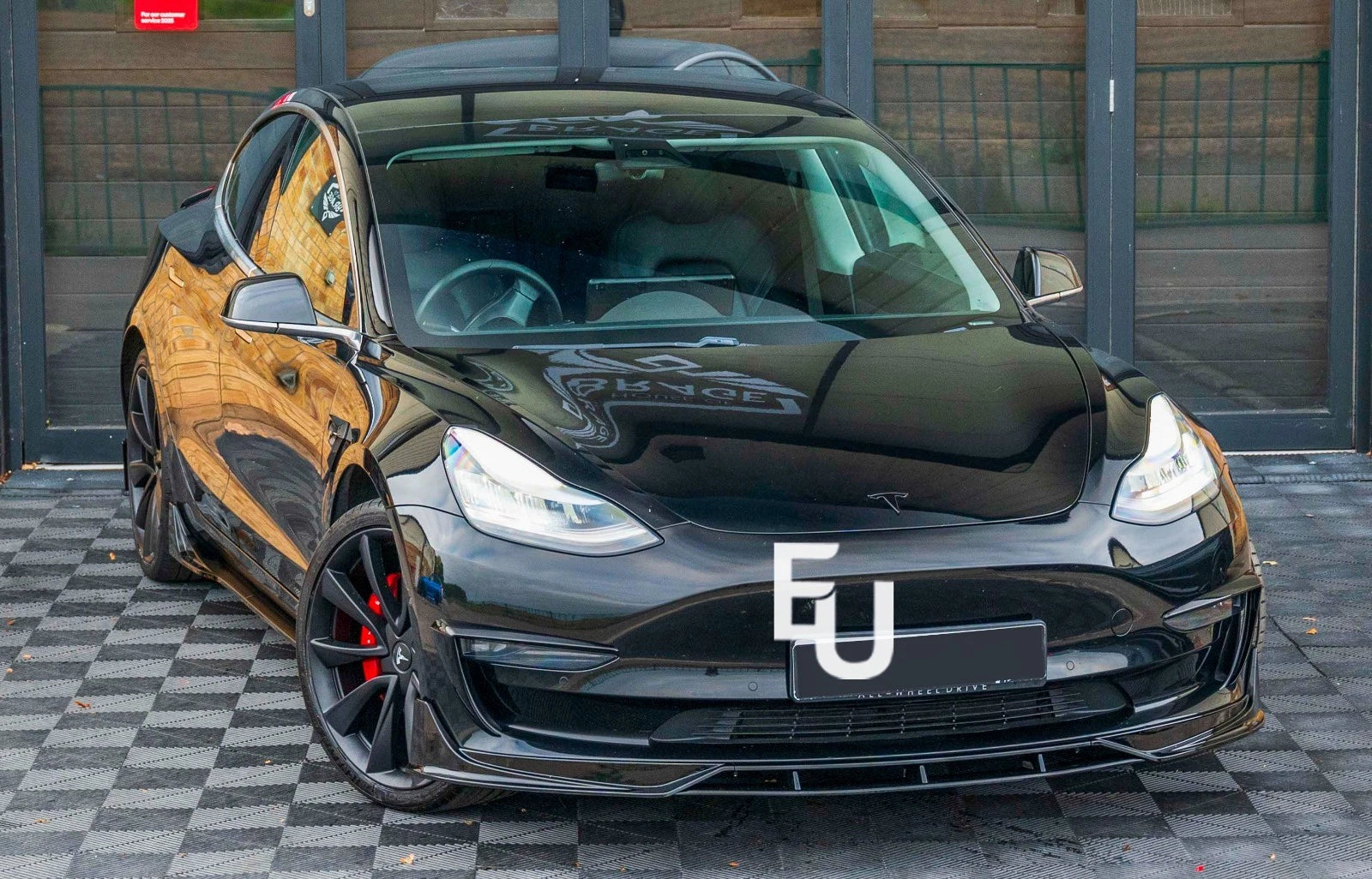FOR TESLA MODEL 3 FRONT BUMPER SPLITTER LIP SPOILER VALANCE GLOSS BLK 2017-2021