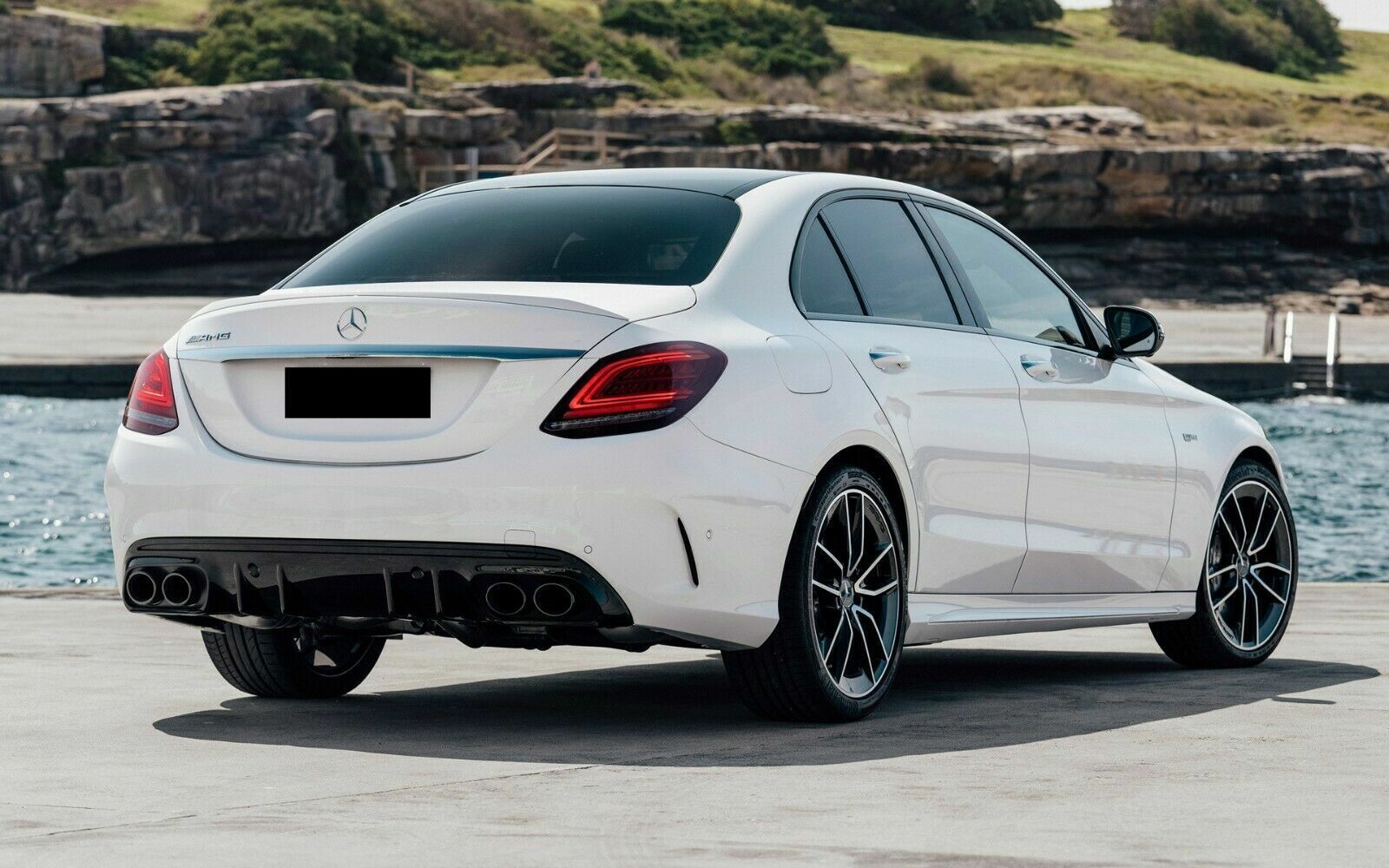 REAR DIFFUSER FOR MERCEDES C CLASS W205 SALOON ESTATE AMG C43 STYLE FACELIFT 19+