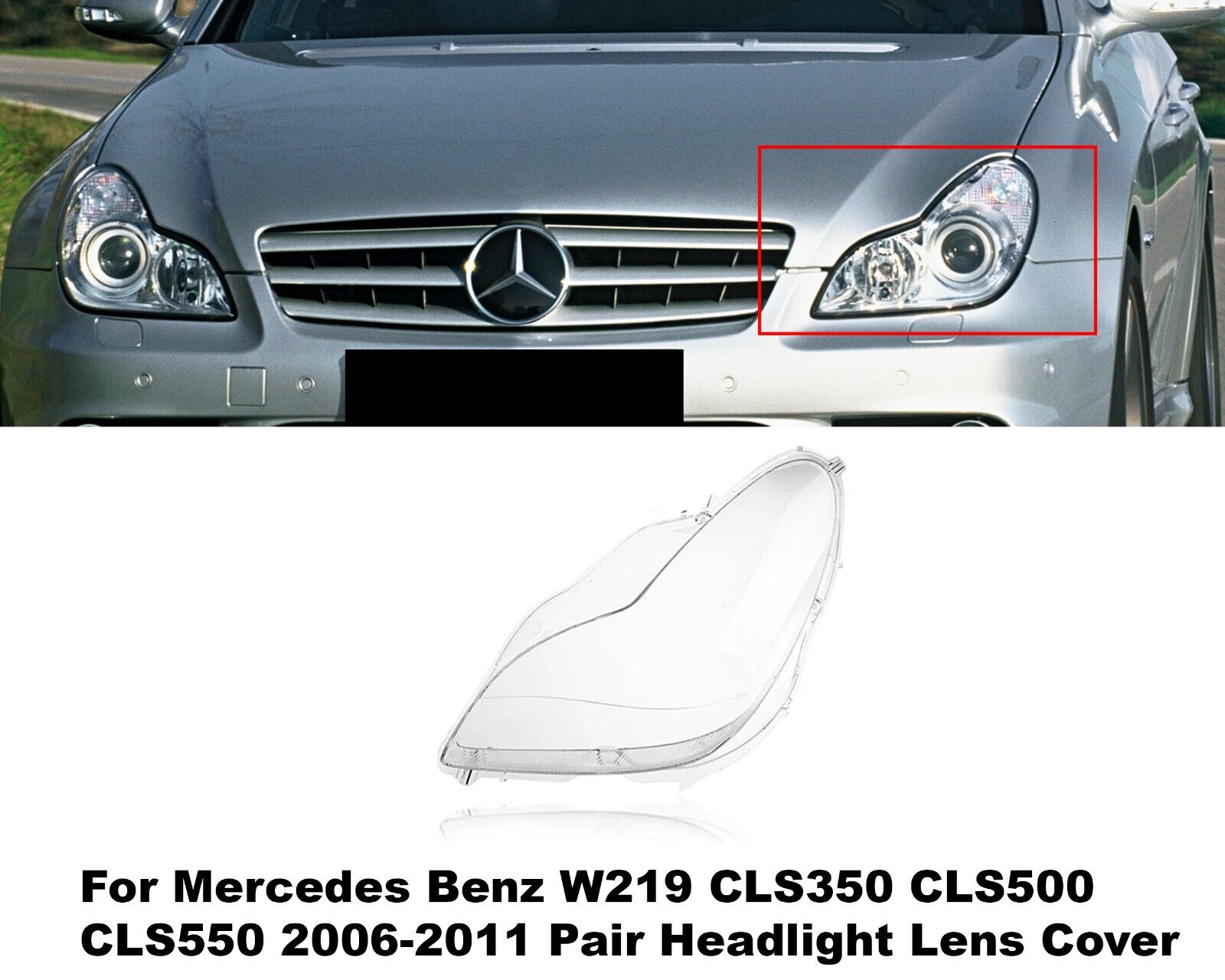 LEFT HEADLIGHT CLEAR LENS COVER FOR MERCEDES CLS W219 CLS350/500/550 2003-2010