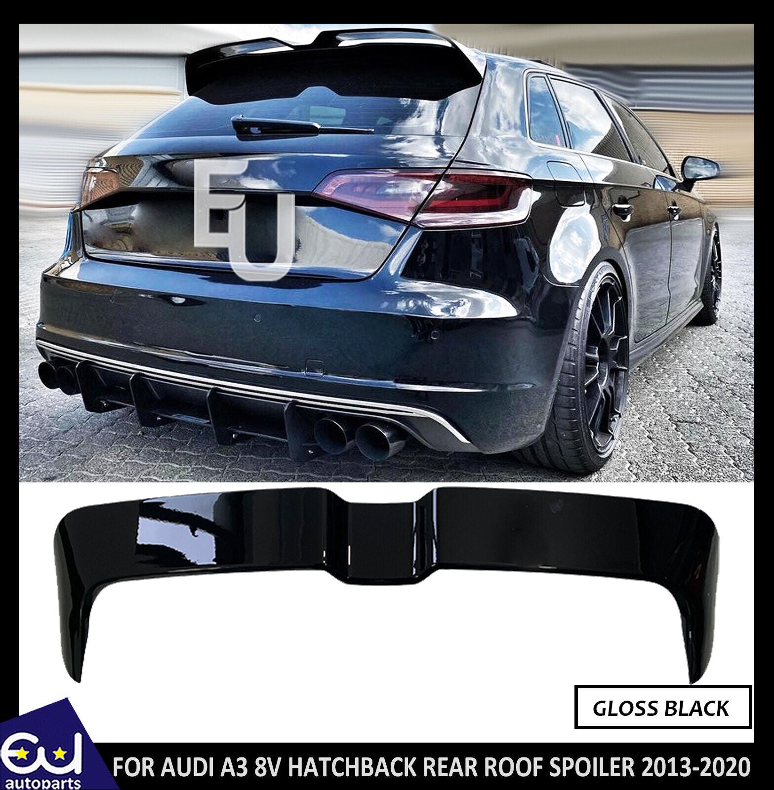 FOR AUDI A3 8V HATCHBACK REAR ROOF SPOILER OETTINGER STYLE GLOSS BLACK