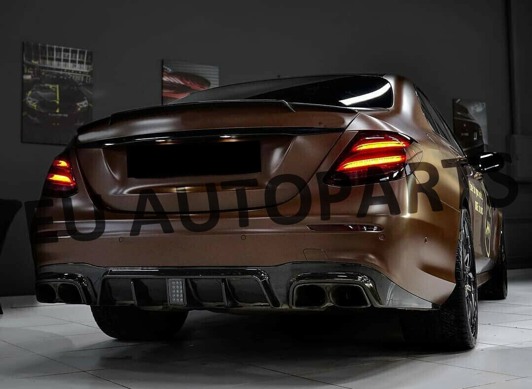 FOR MERCEDES BENZ E CLASS W213 REAR DIFFUSER AND TAIL PIPE F1 LOOK GLOSS BLACK